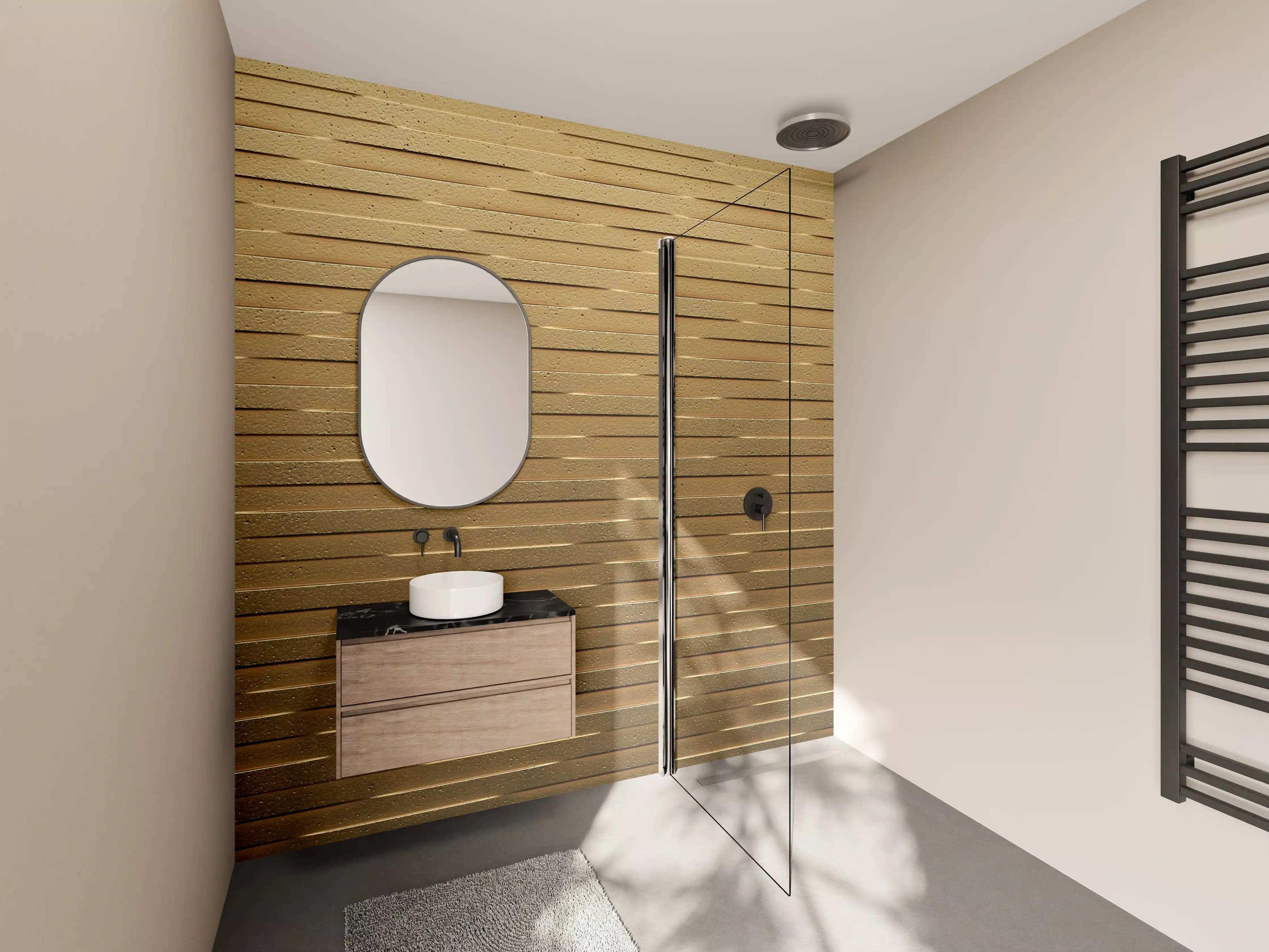 Wandverkleidung Bad - Holzoptik Naturholz Beige