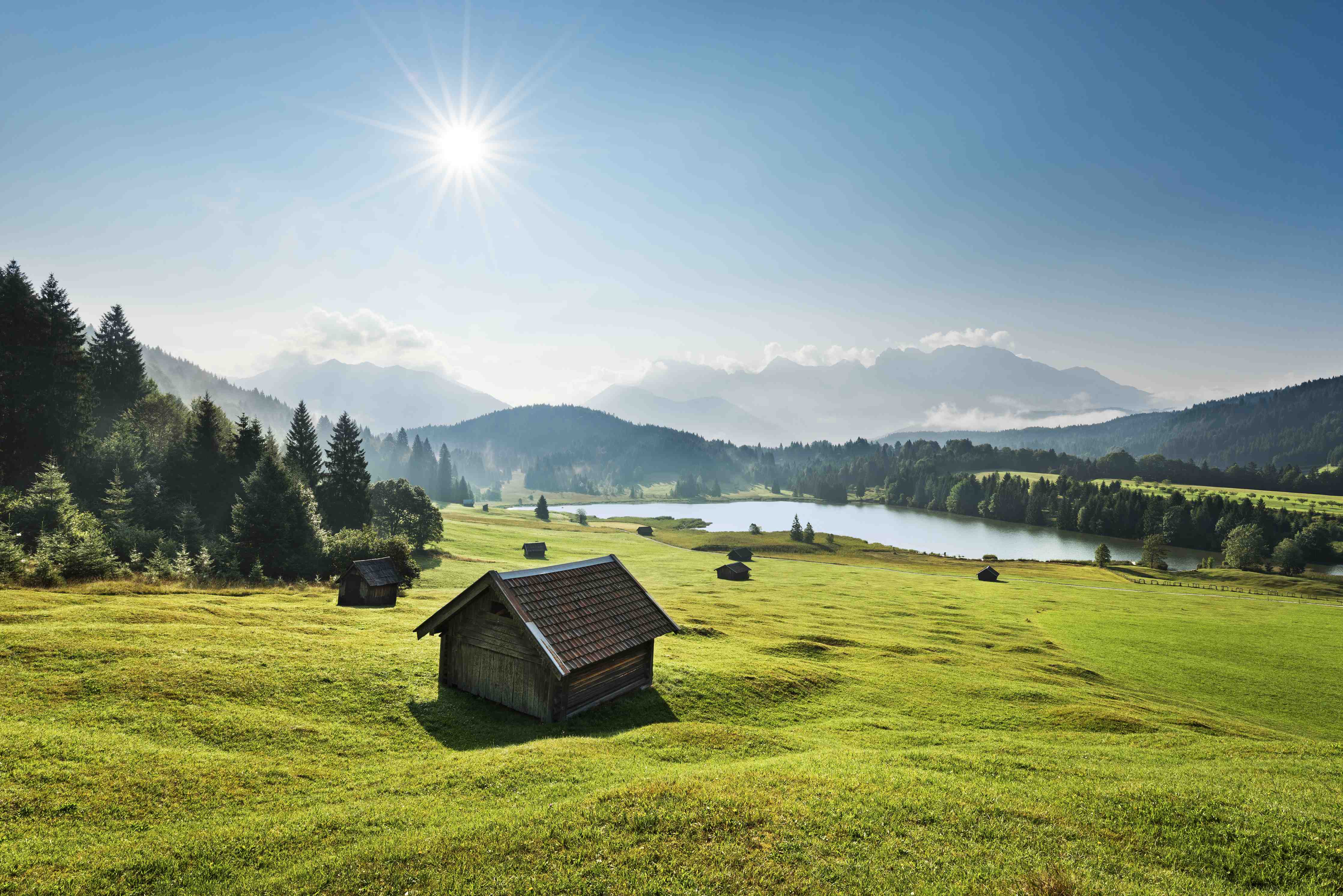 Wandverkleidung Bad-Idyllisches Alpenpanorama mit See