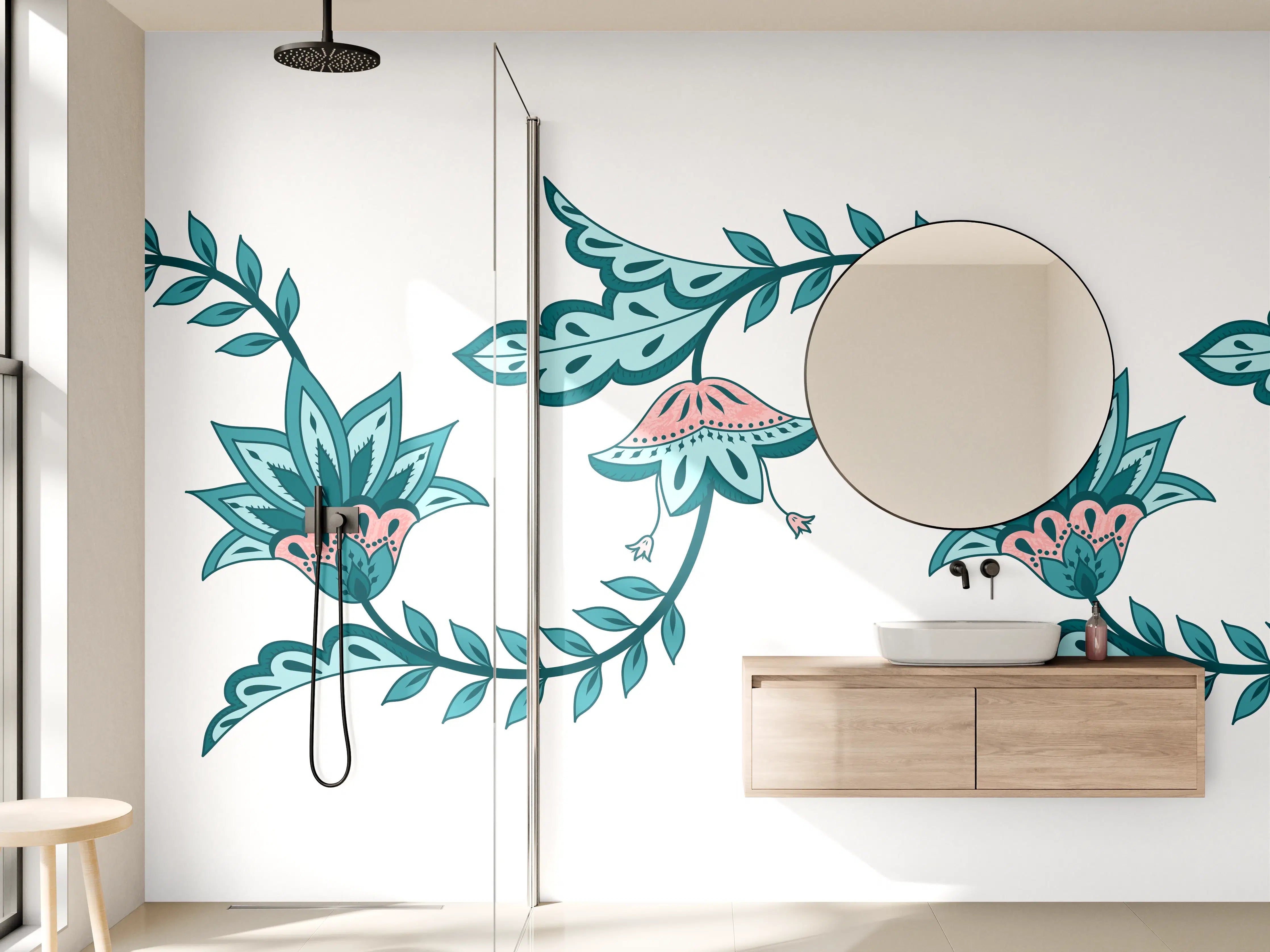 Wandverkleidung Bad - Indisches Paisley Batik Muster