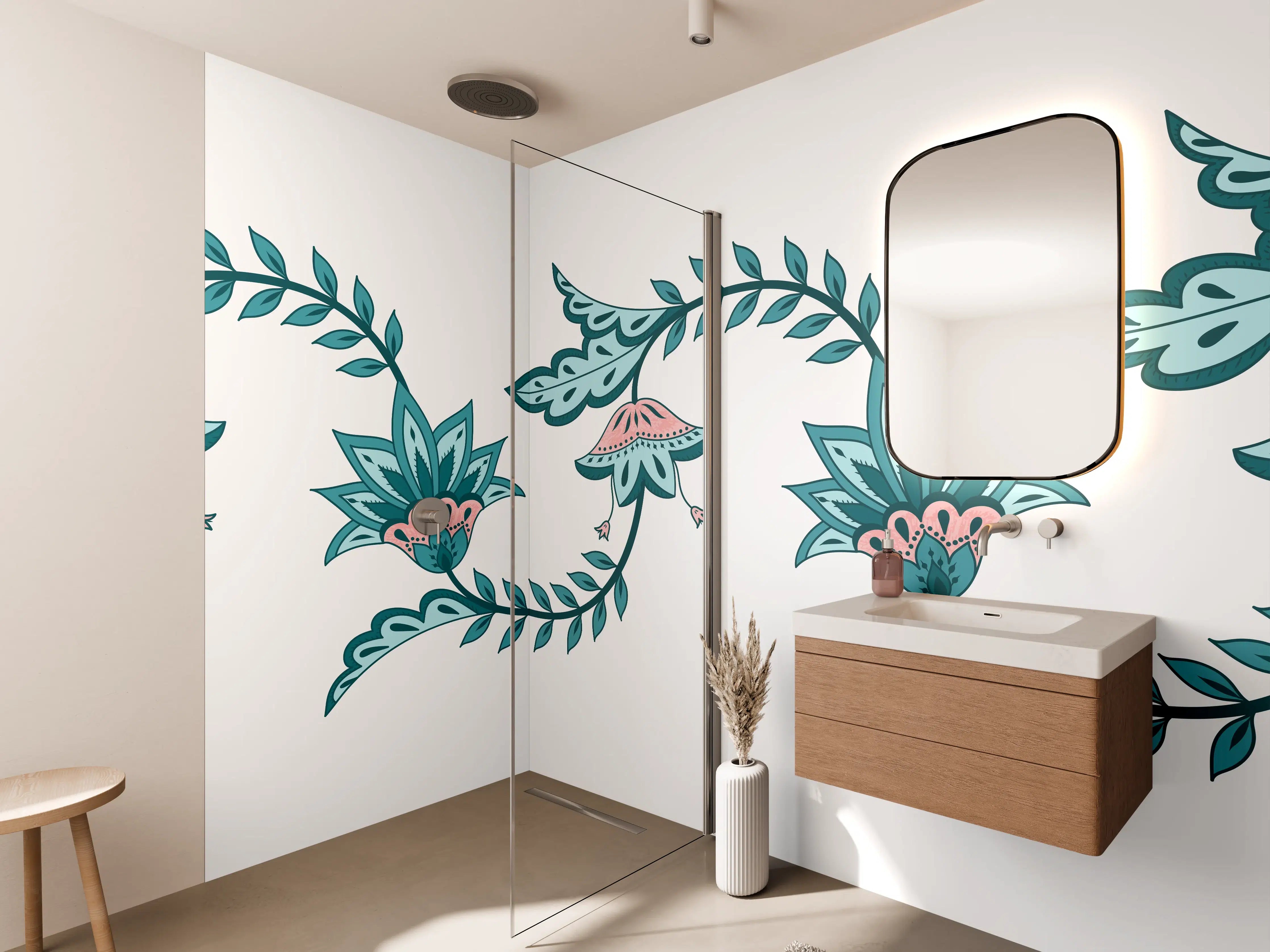 Wandverkleidung Bad - Indisches Paisley Batik Muster