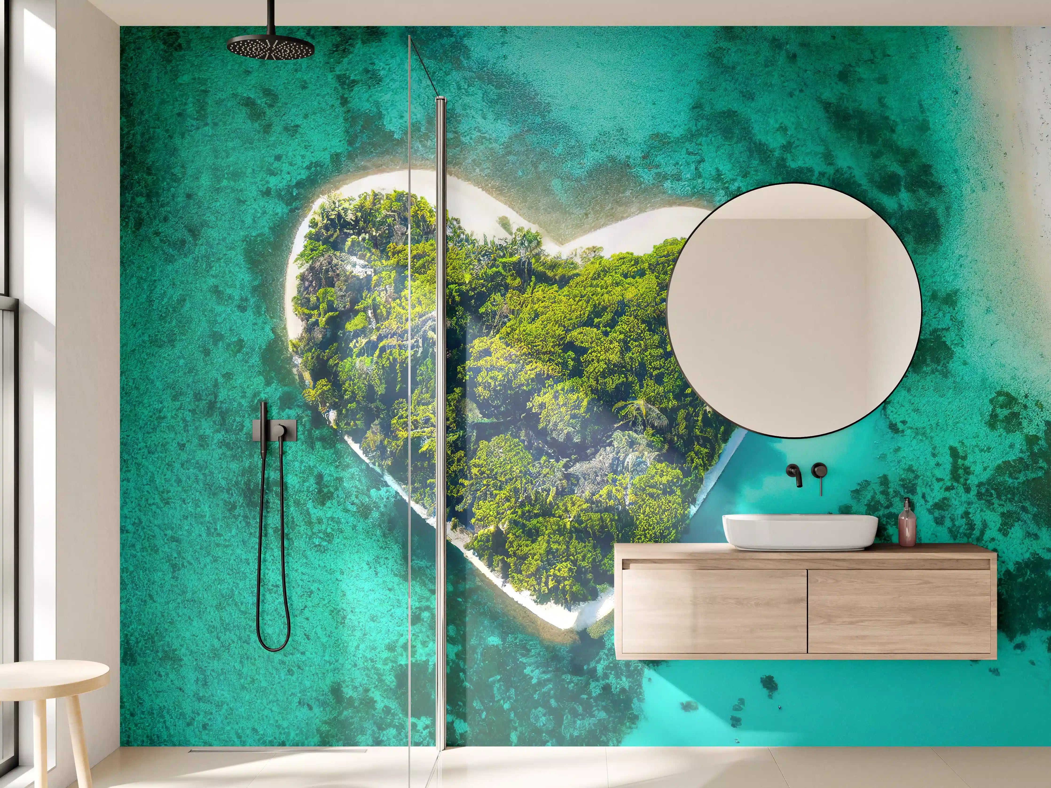 Wandverkleidung Bad - Insel in Herzform