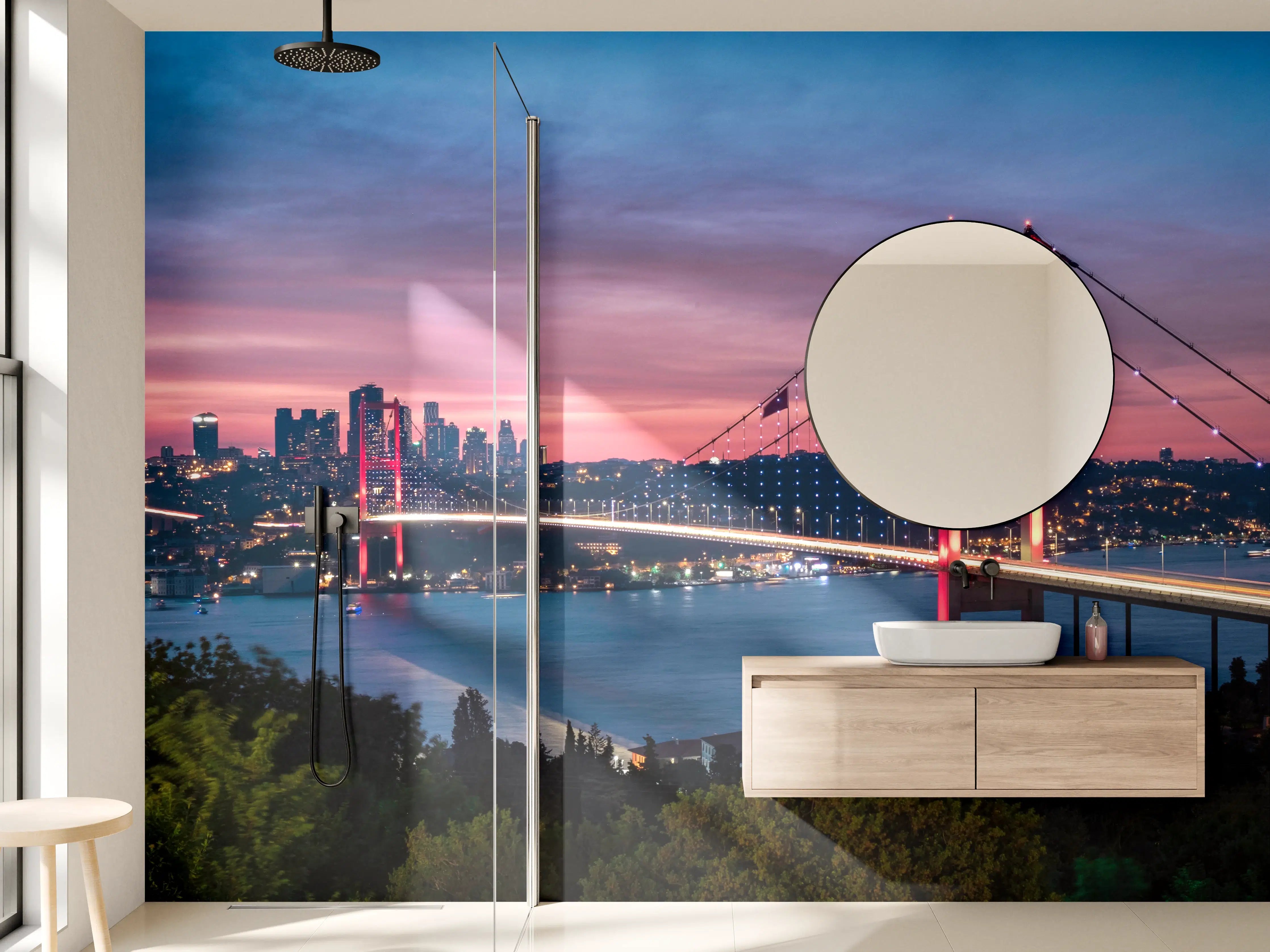 Wandverkleidung Bad - Istanbul Bosporusbrücke bei Dämmerung