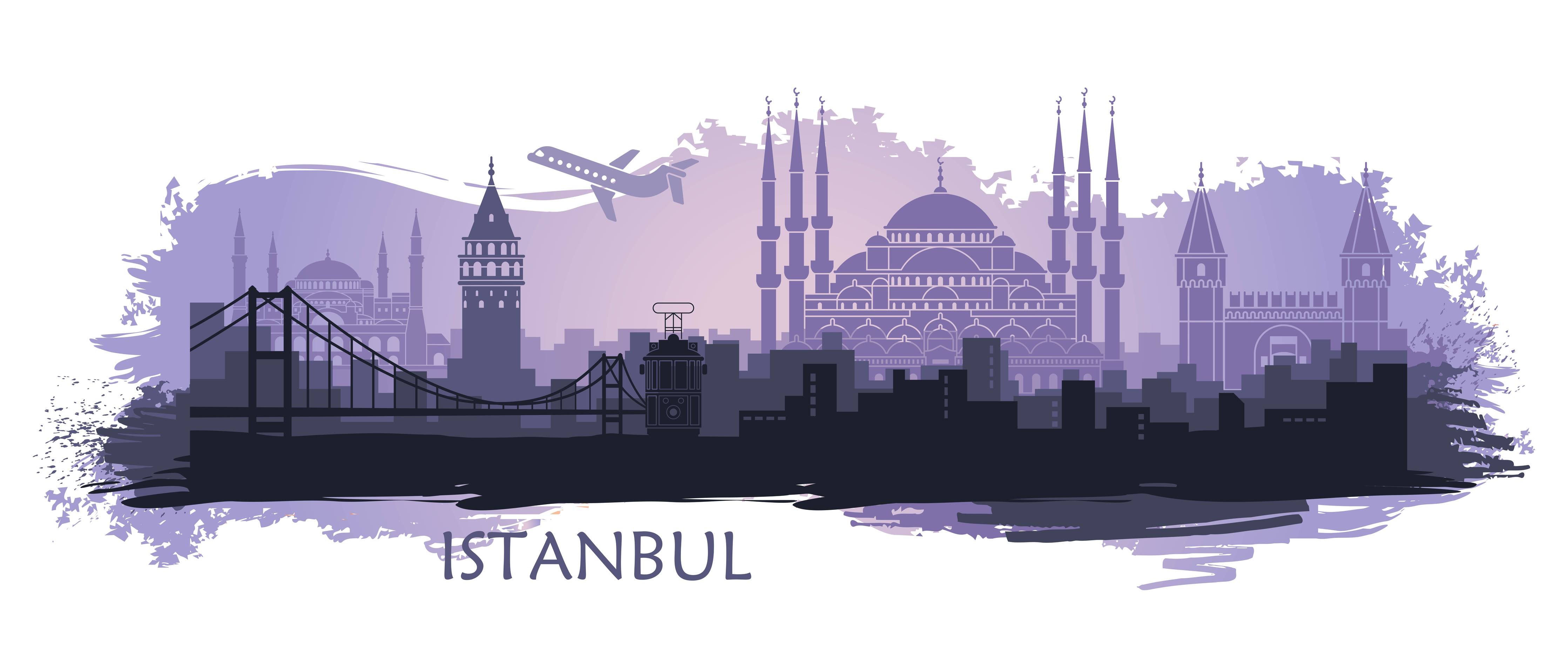 Wandverkleidung Bad-Istanbul Skyline Illustration