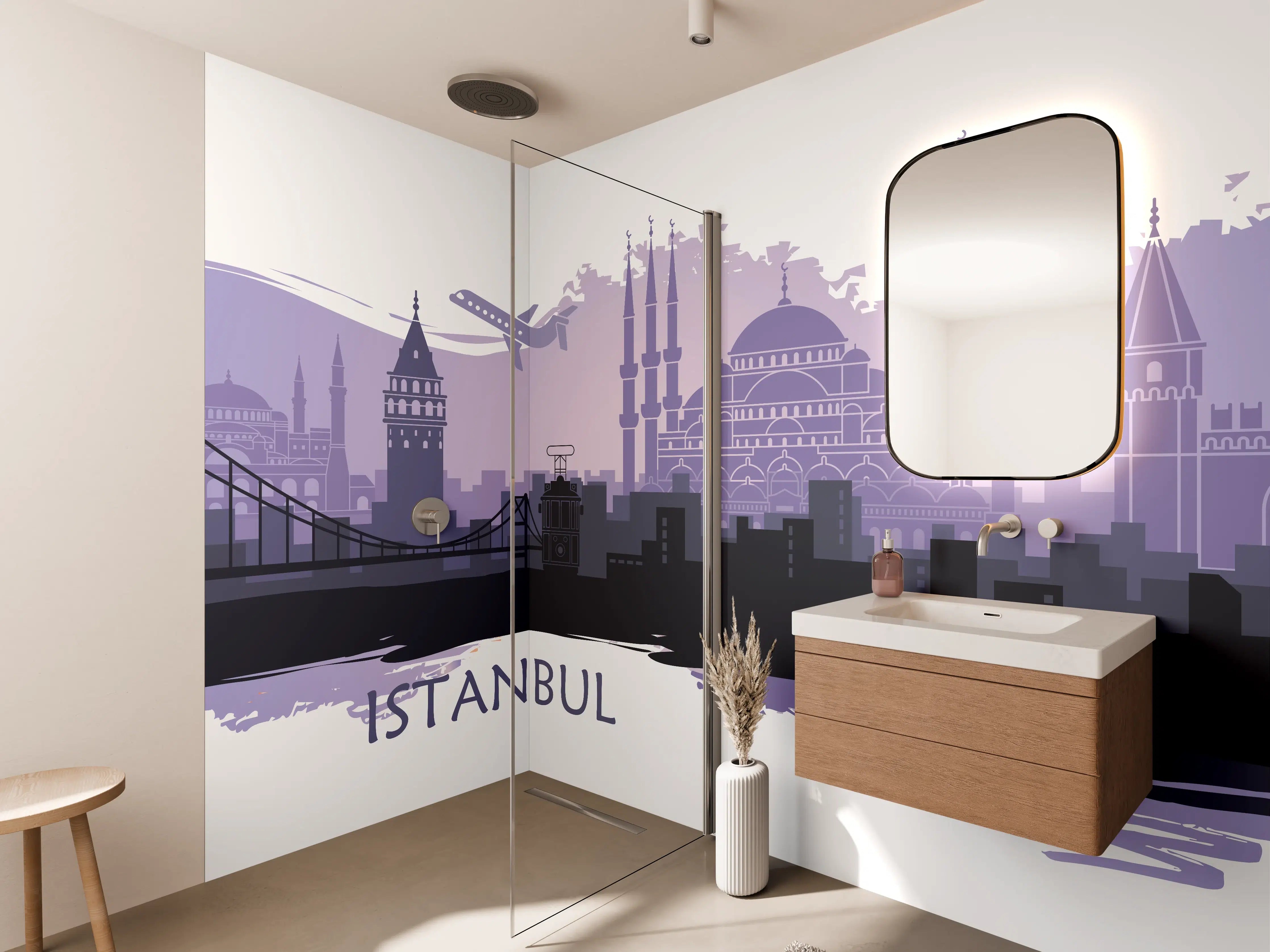 Wandverkleidung Bad - Istanbul Skyline Illustration
