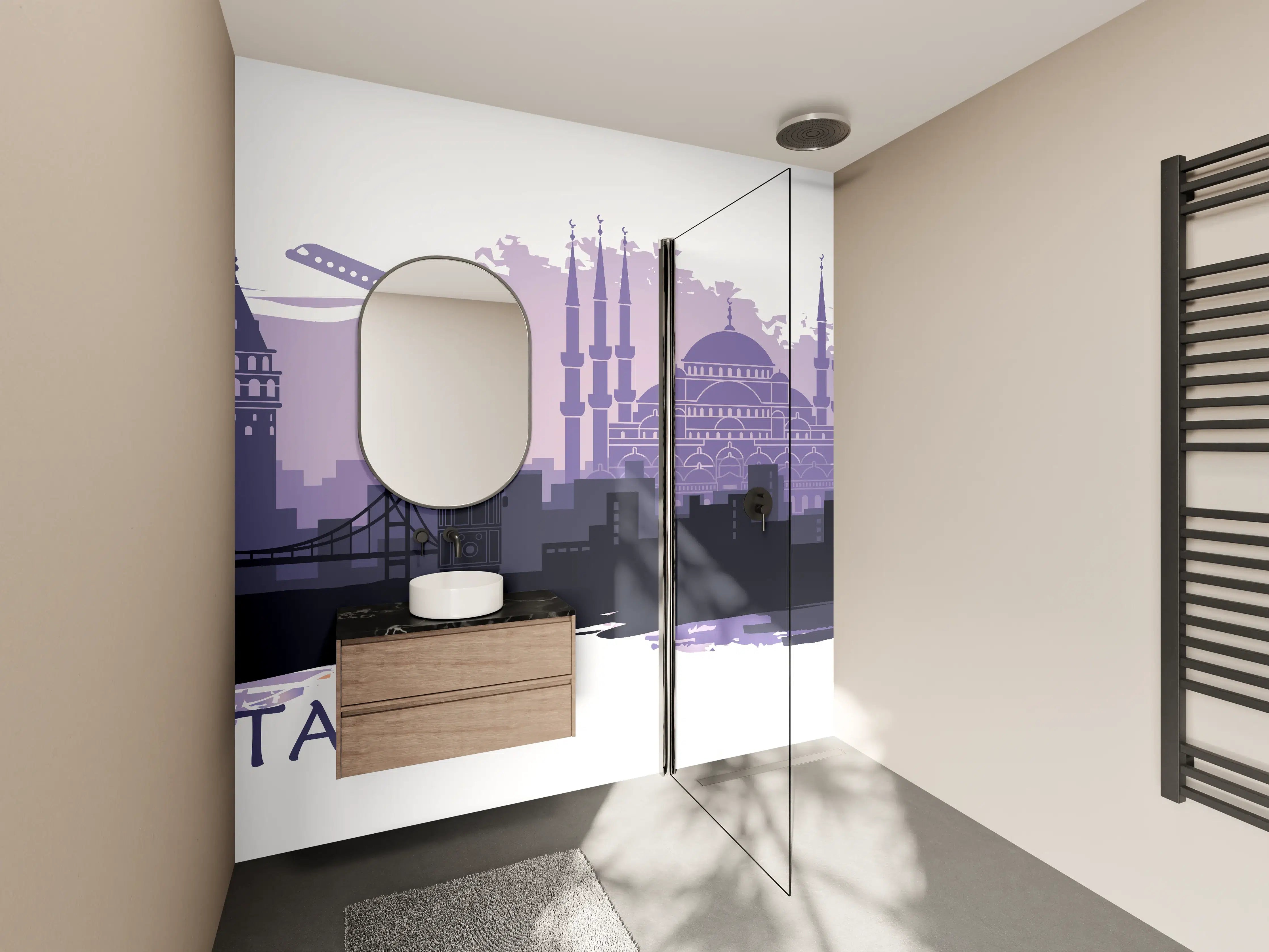 Wandverkleidung Bad - Istanbul Skyline Illustration