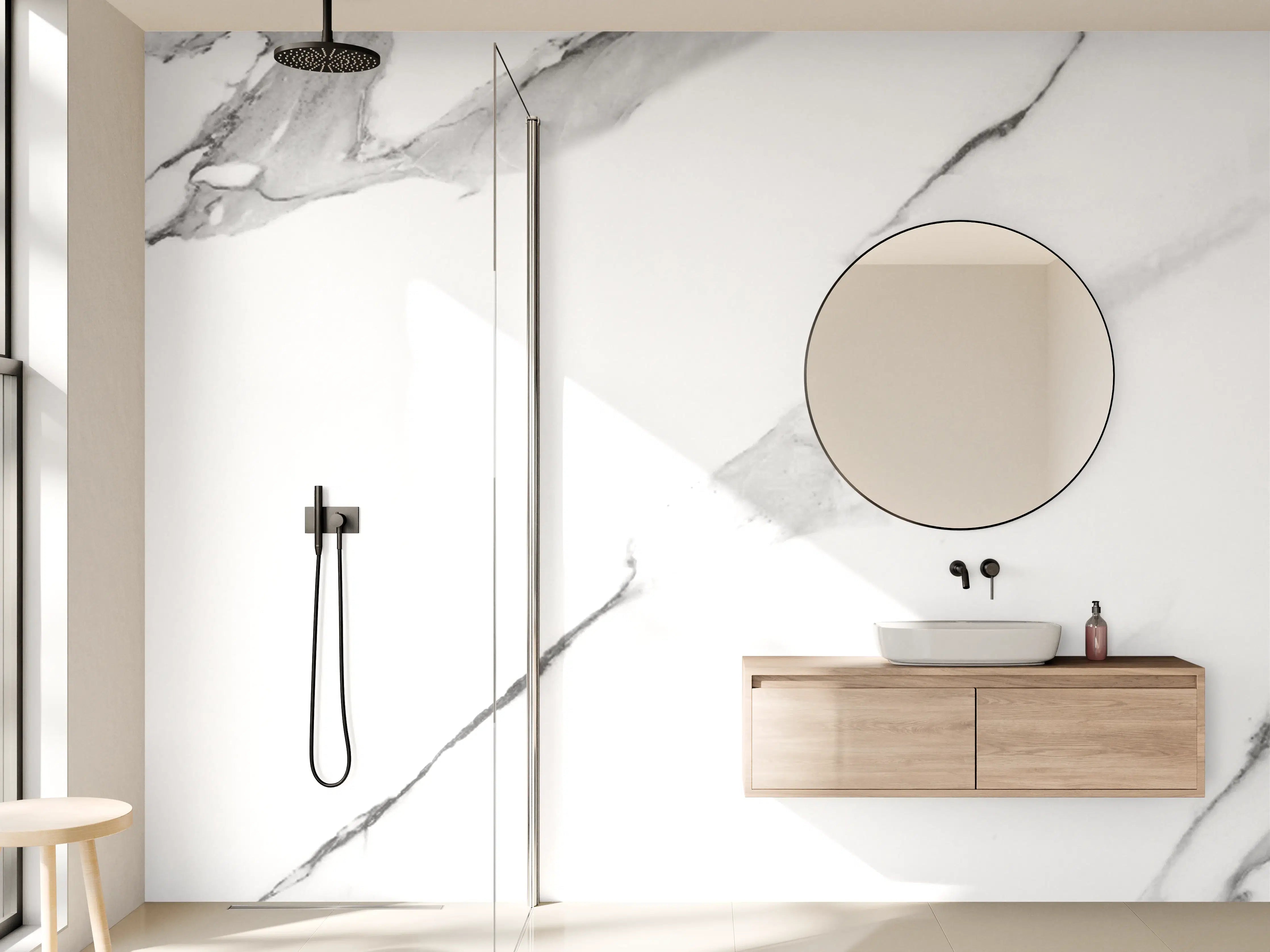 Wandverkleidung Bad - Italienischer Statuario Marmor