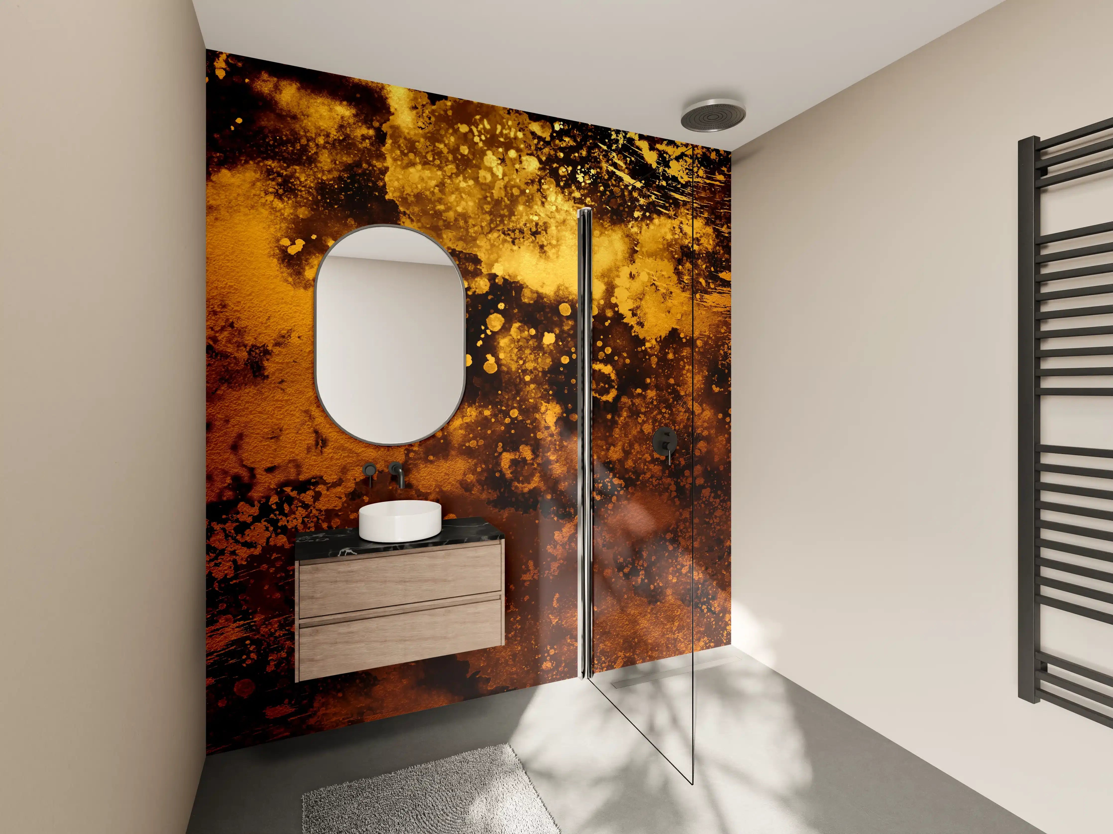 Wandverkleidung Bad - Japanisches Kunstwerk - Sengoku Gold