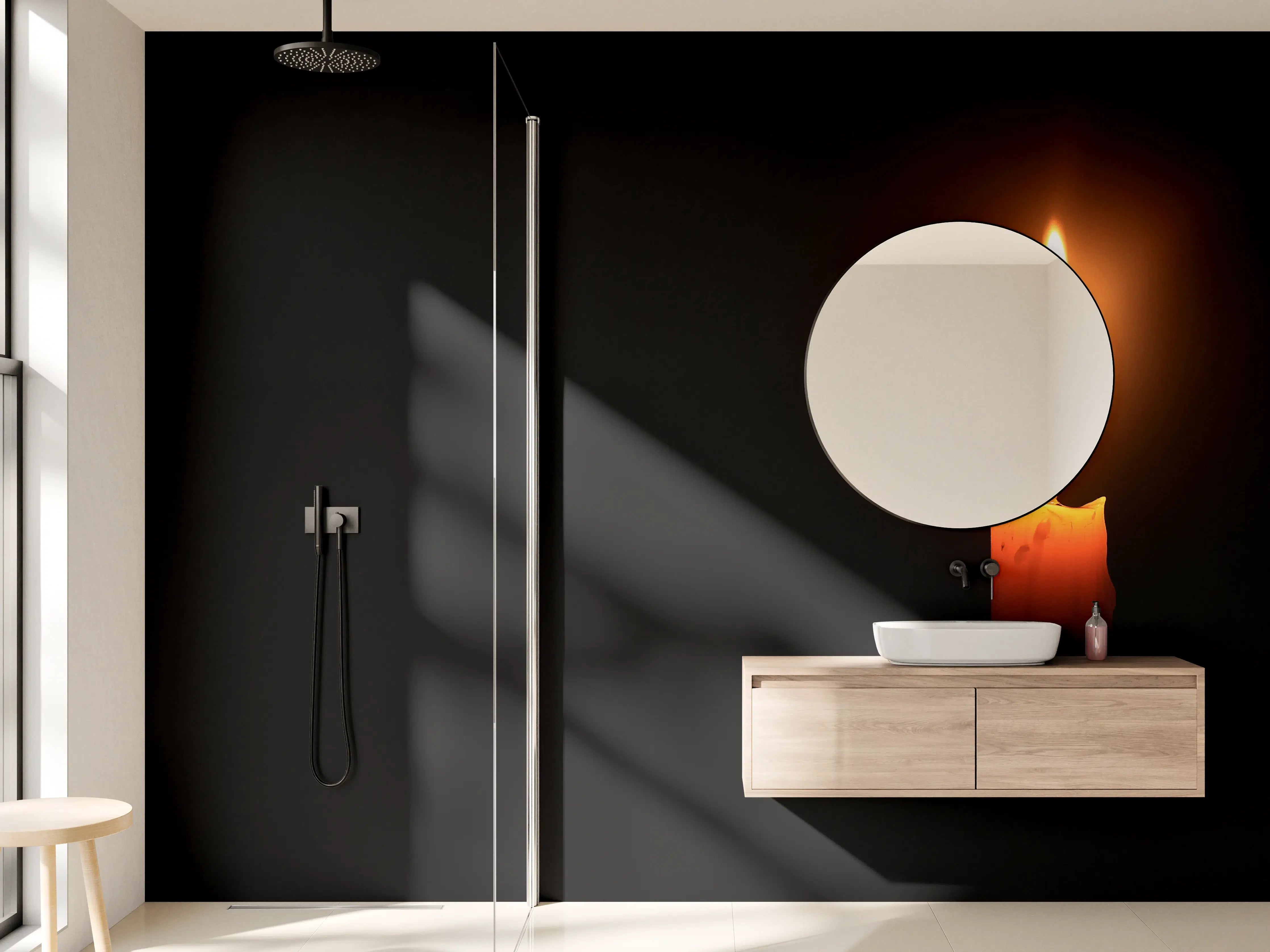 Wandverkleidung Bad - Kerzenlicht im Dunklen