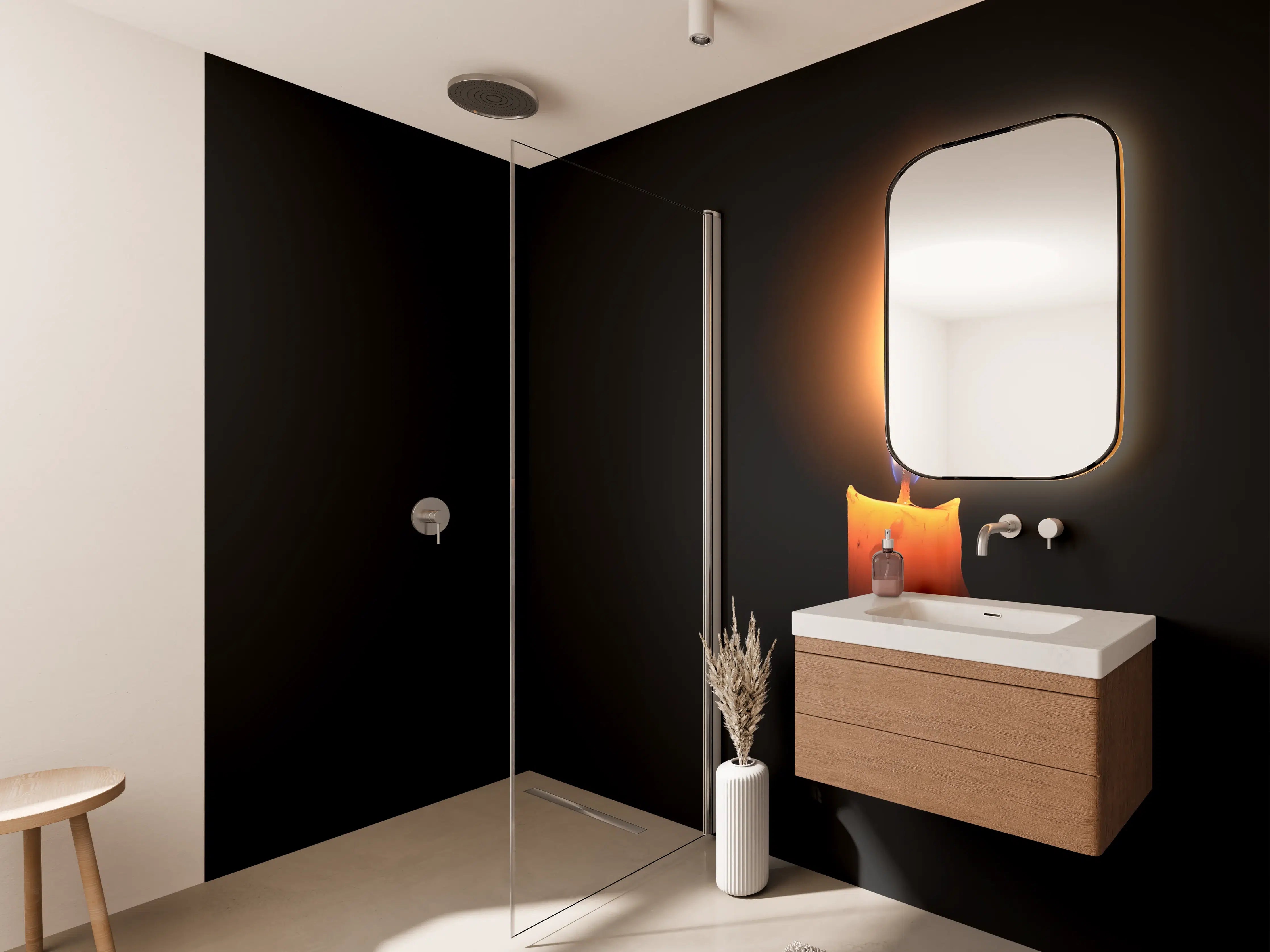 Wandverkleidung Bad - Kerzenlicht im Dunklen