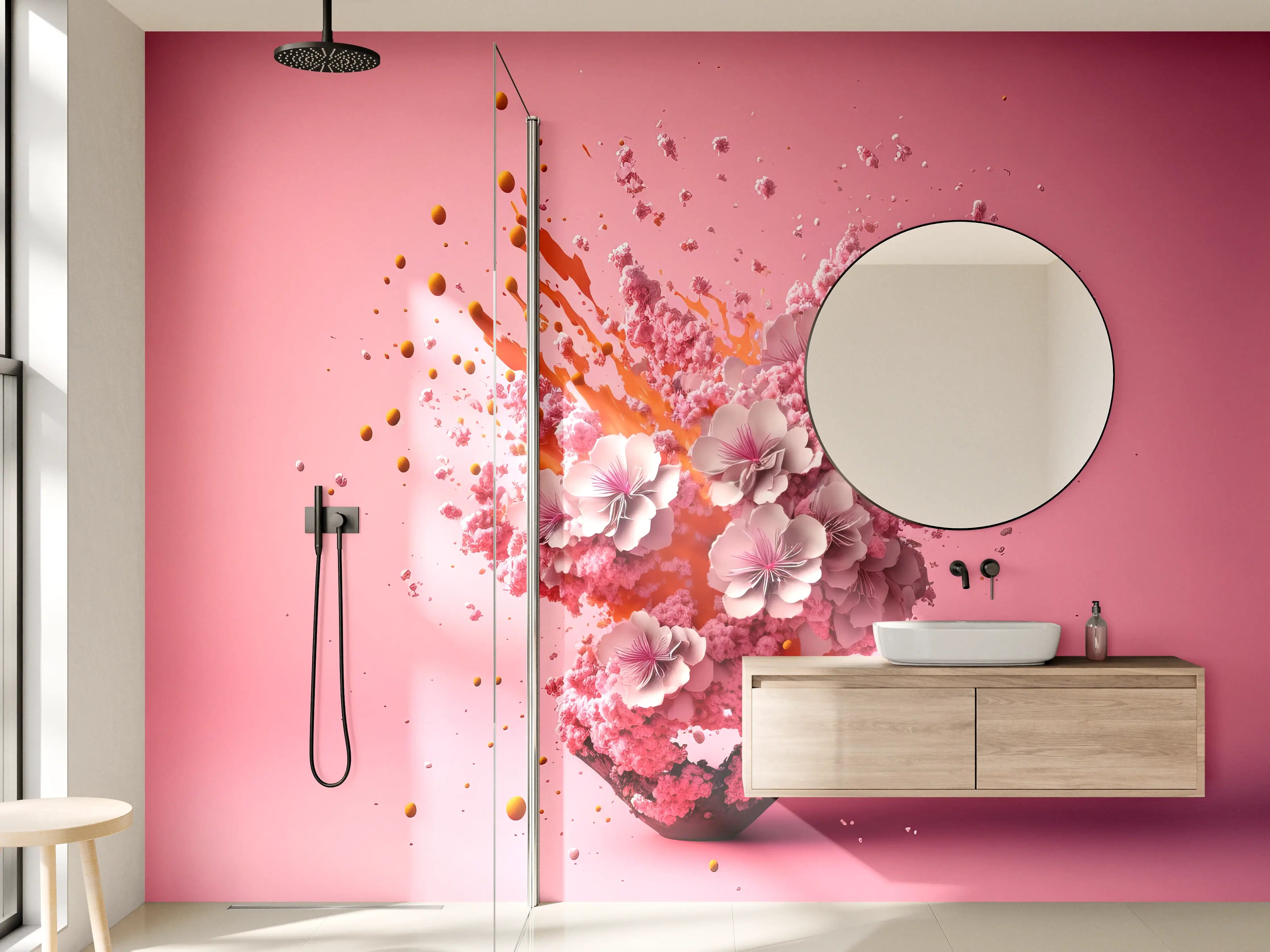 Wandverkleidung Bad - Kirschblüten Explosion Pink