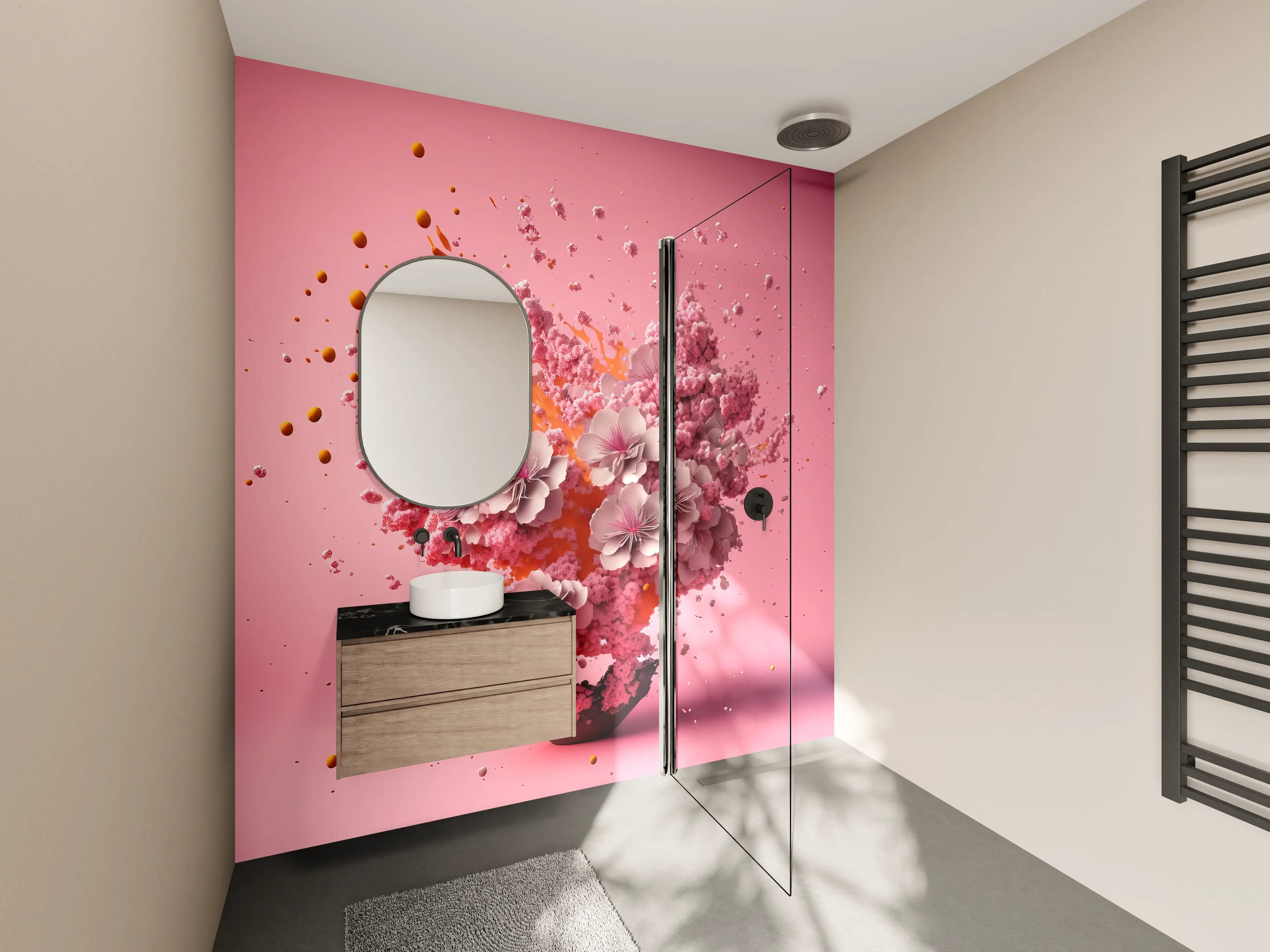 Wandverkleidung Bad - Kirschblüten Explosion Pink