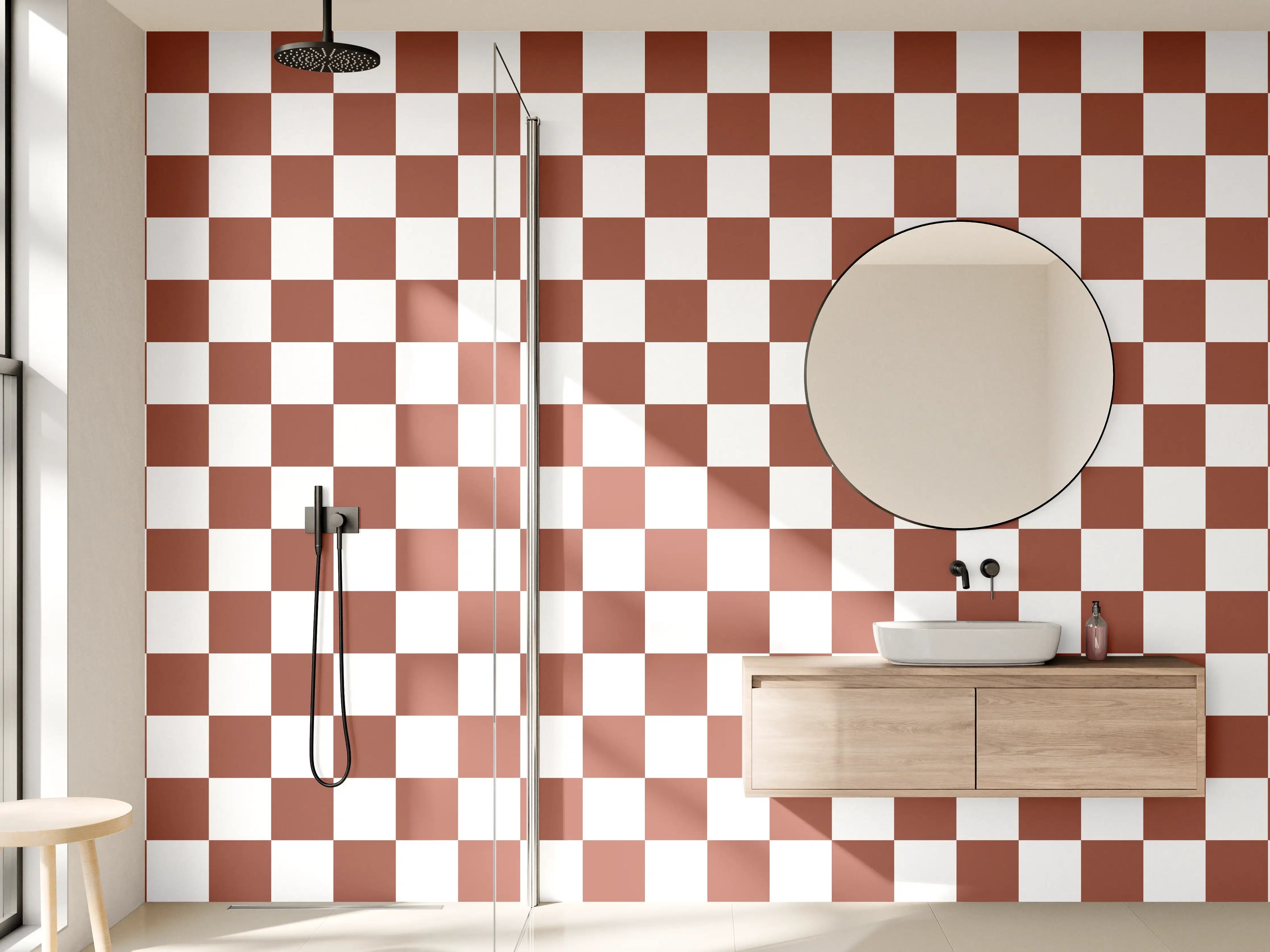 Wandverkleidung Bad - Klassische Schachfiguren in Holzoptik