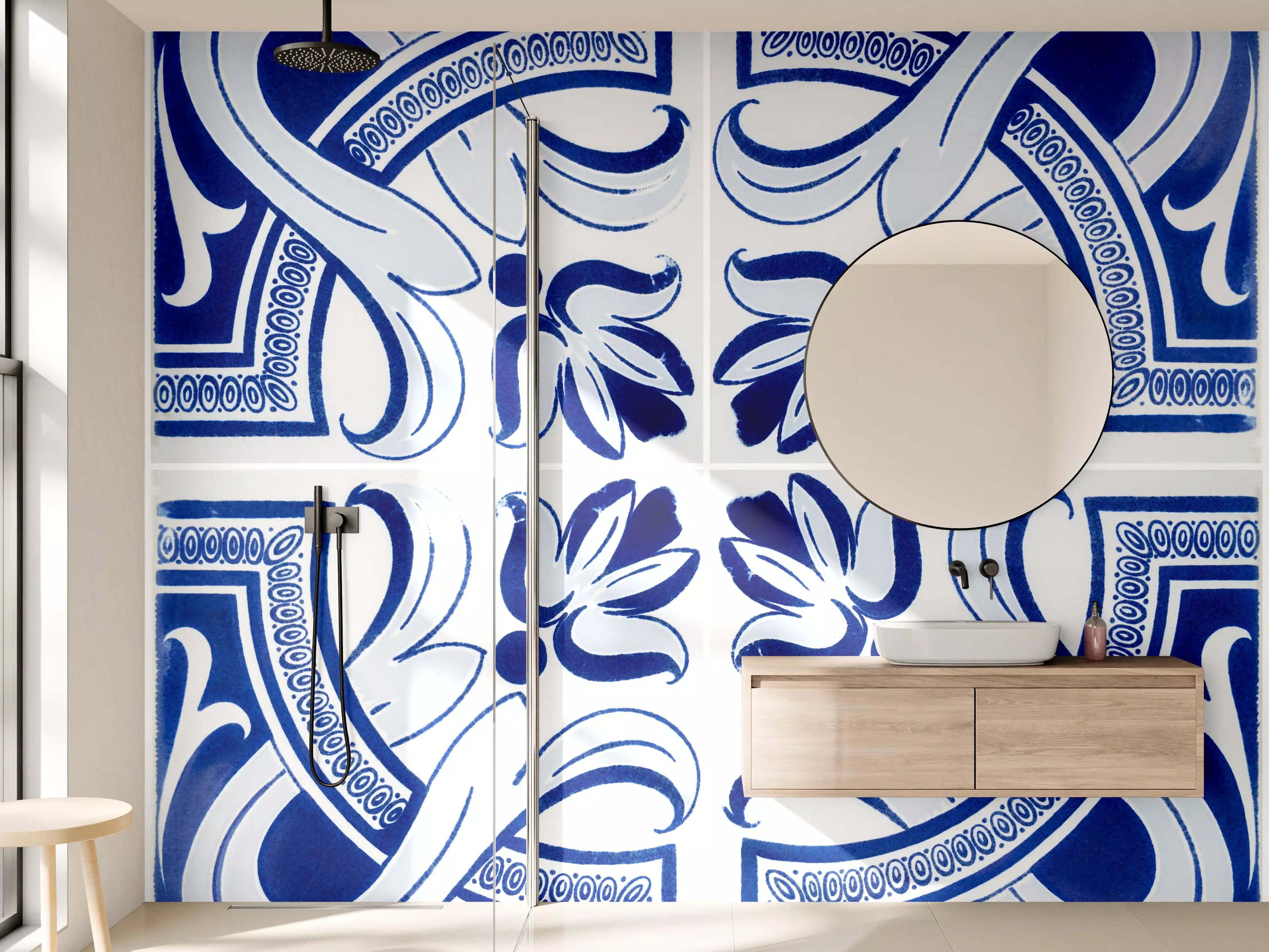 Wandverkleidung Bad - Klassische portugiesische Fliesen in Blau-Weiß