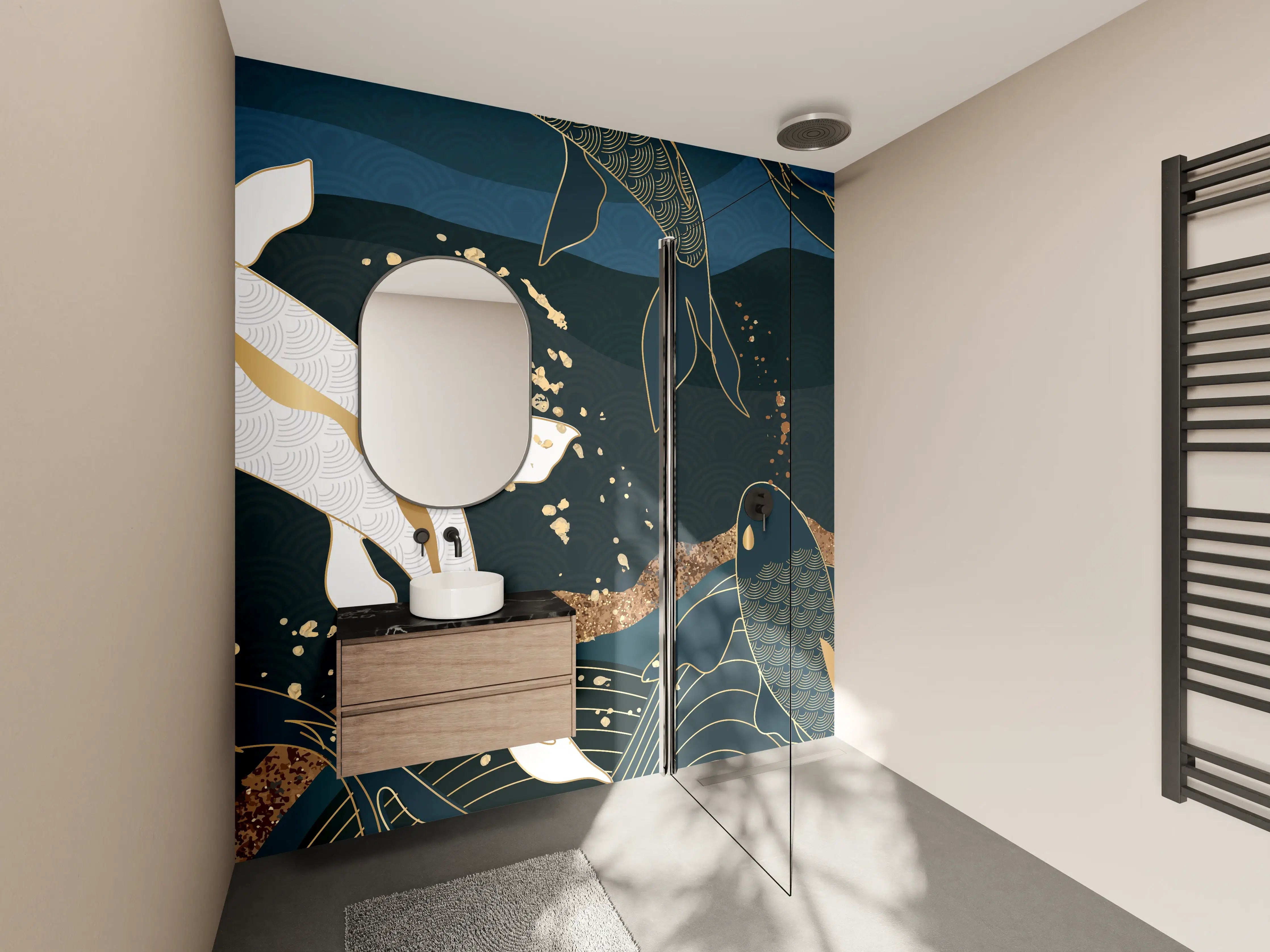 Wandverkleidung Bad - Koi-Karpfen Kunstdruck