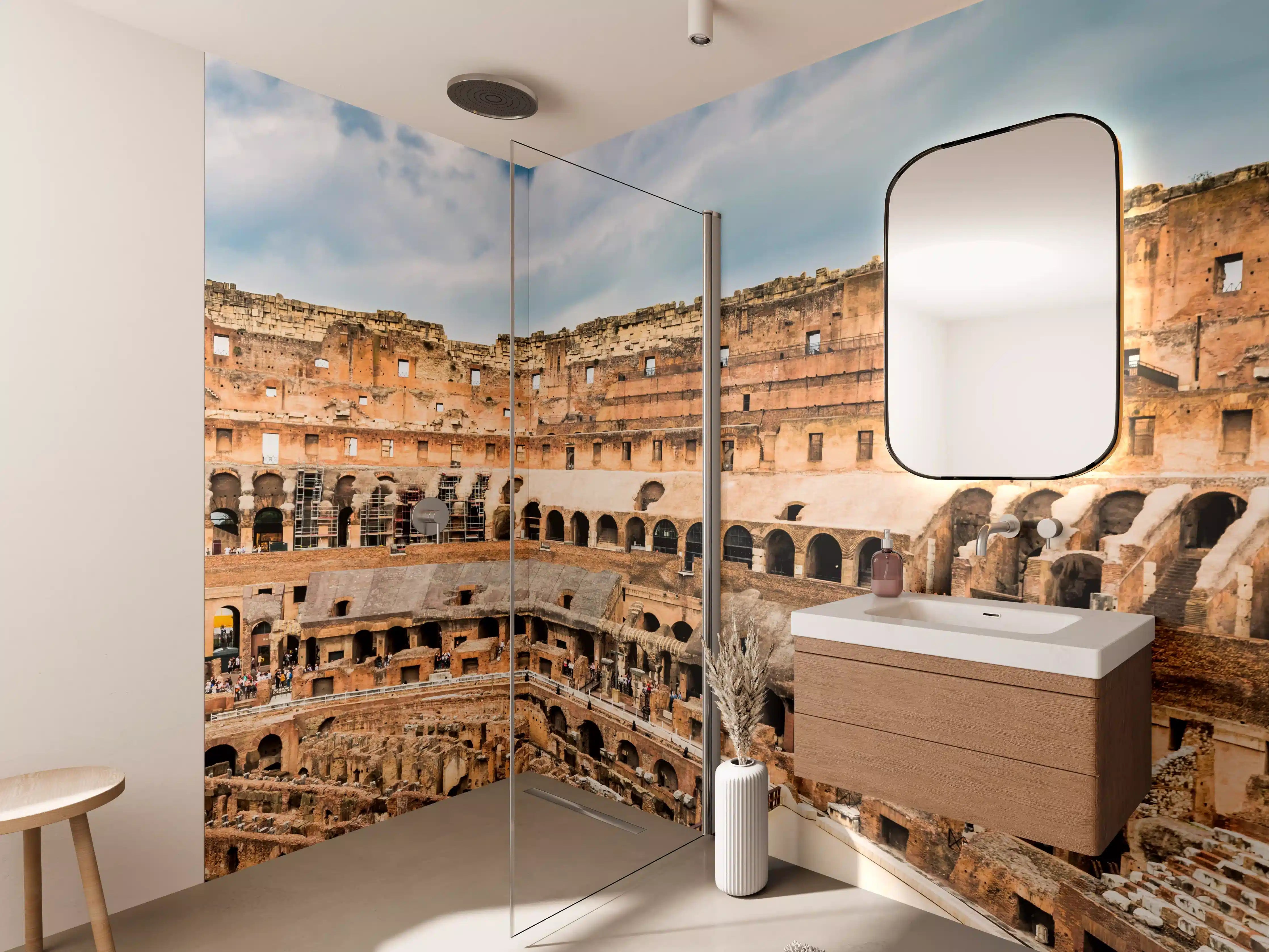 Wandverkleidung Bad - Kolosseum Panorama in Beige