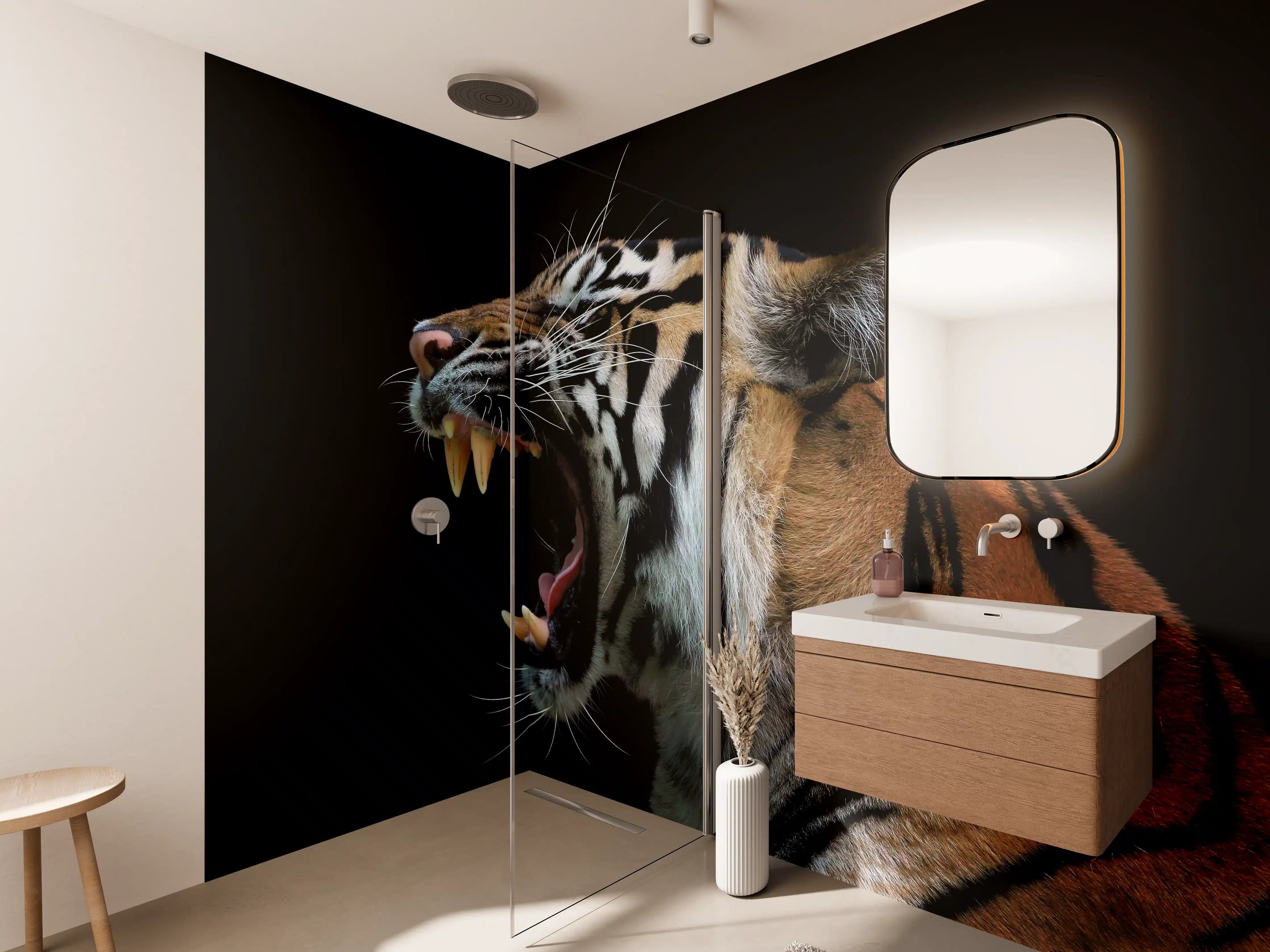 Wandverkleidung Bad - Kopf eines Sumatra-Tigers