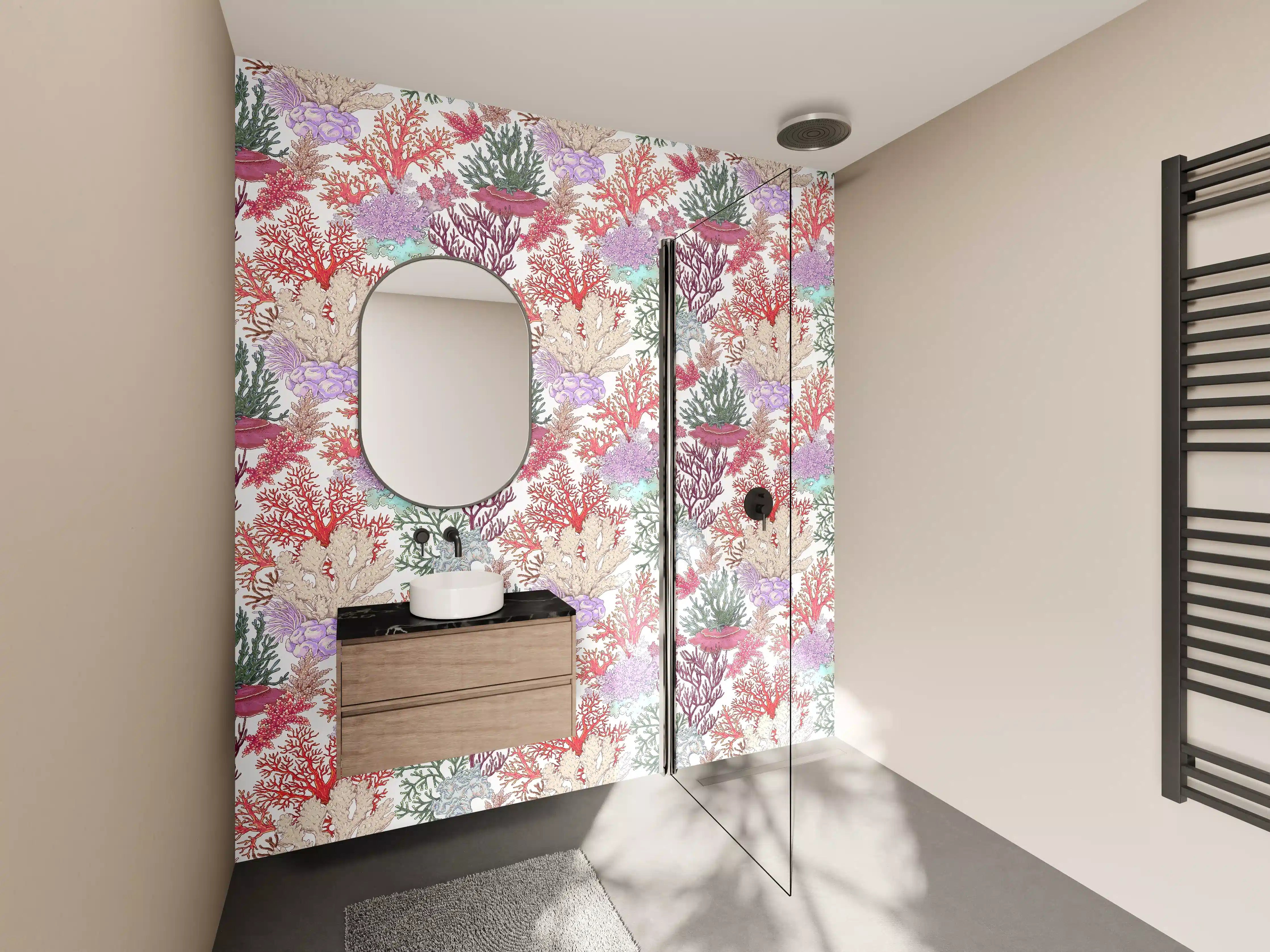 Wandverkleidung Bad - Korallenmuster Rosa-Beige