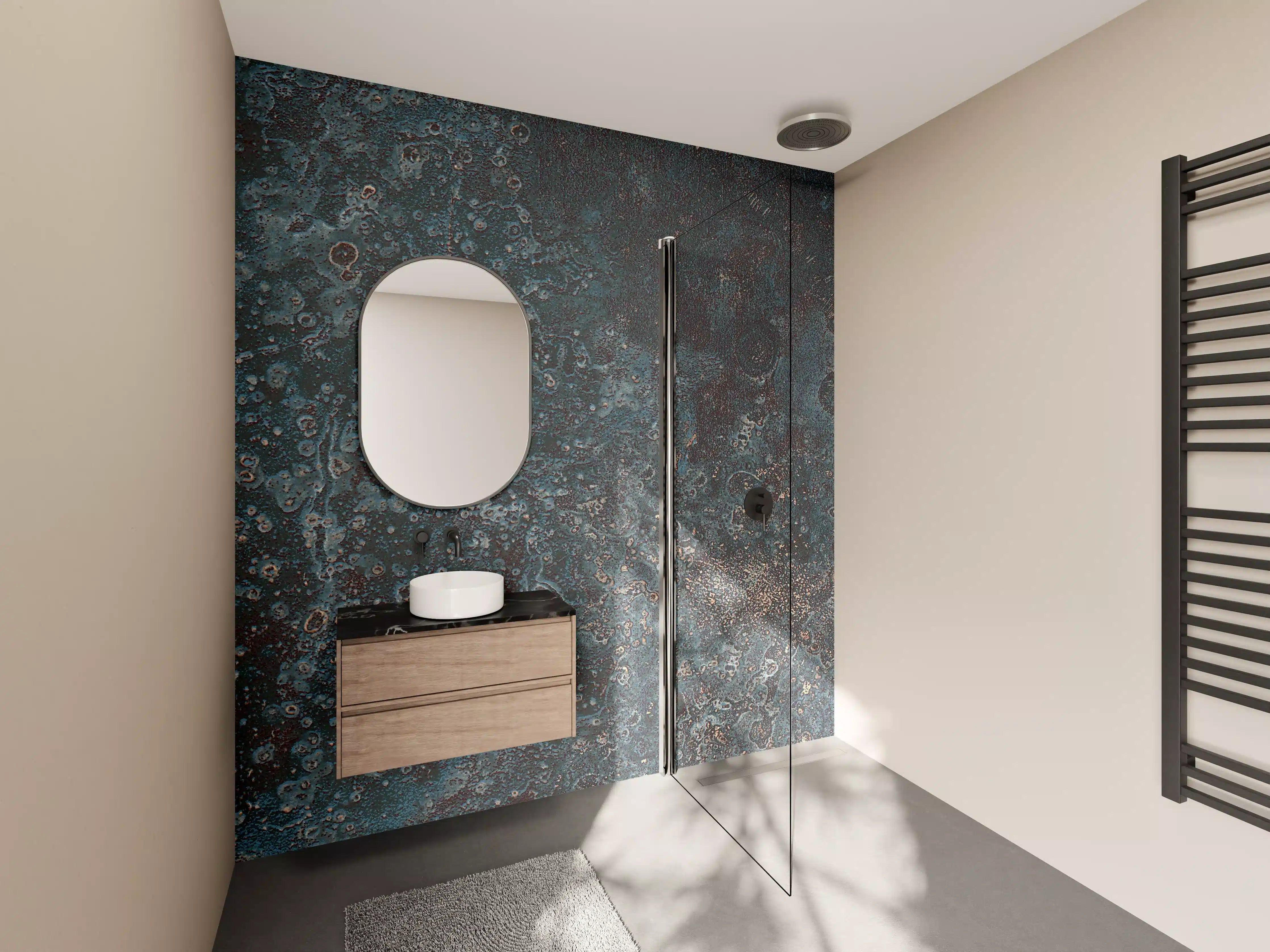 Wandverkleidung Bad - Korrodiertes Eisen Muster