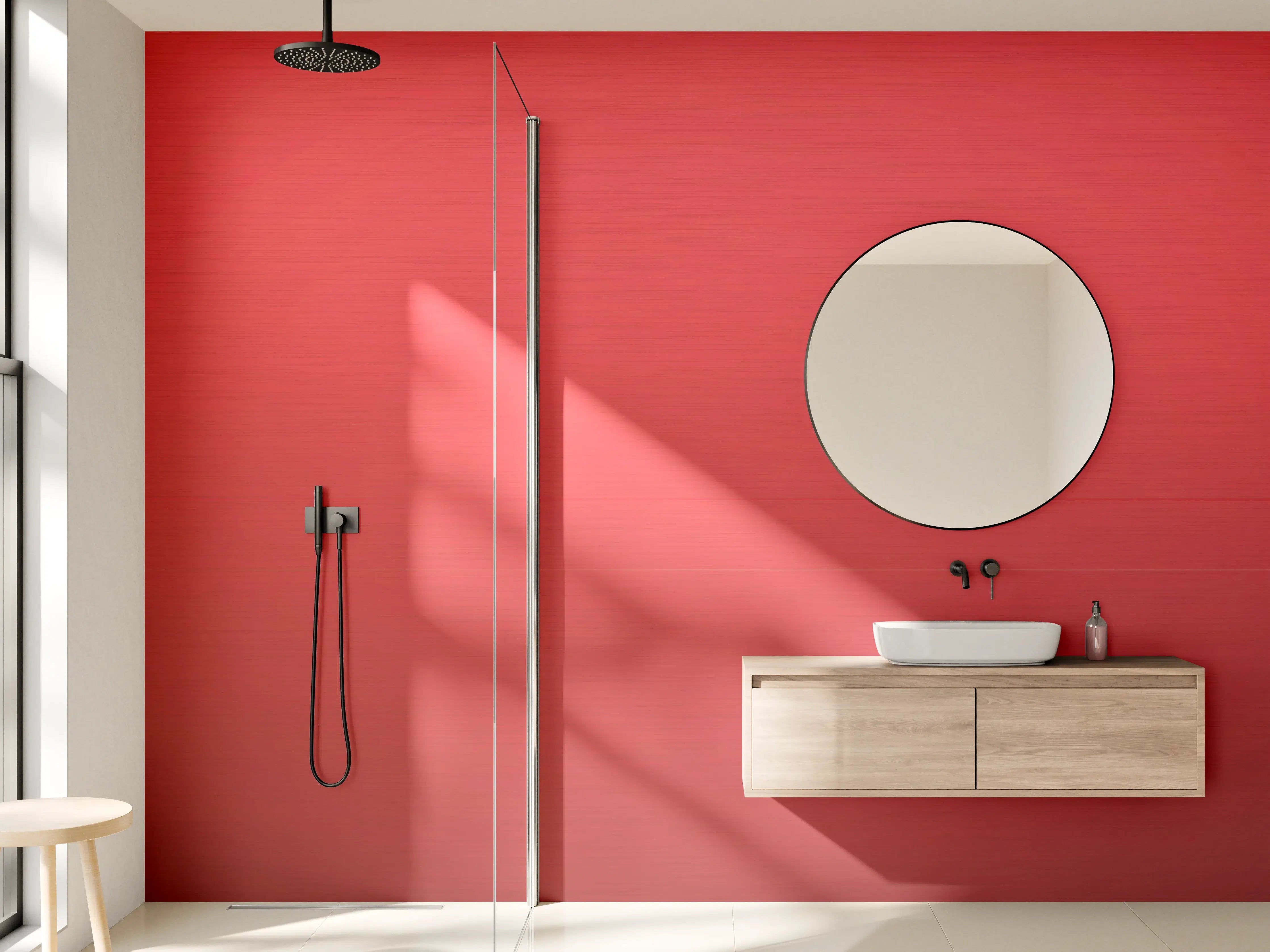 Wandverkleidung Bad - Kräftiges Rot Uni-Farbe