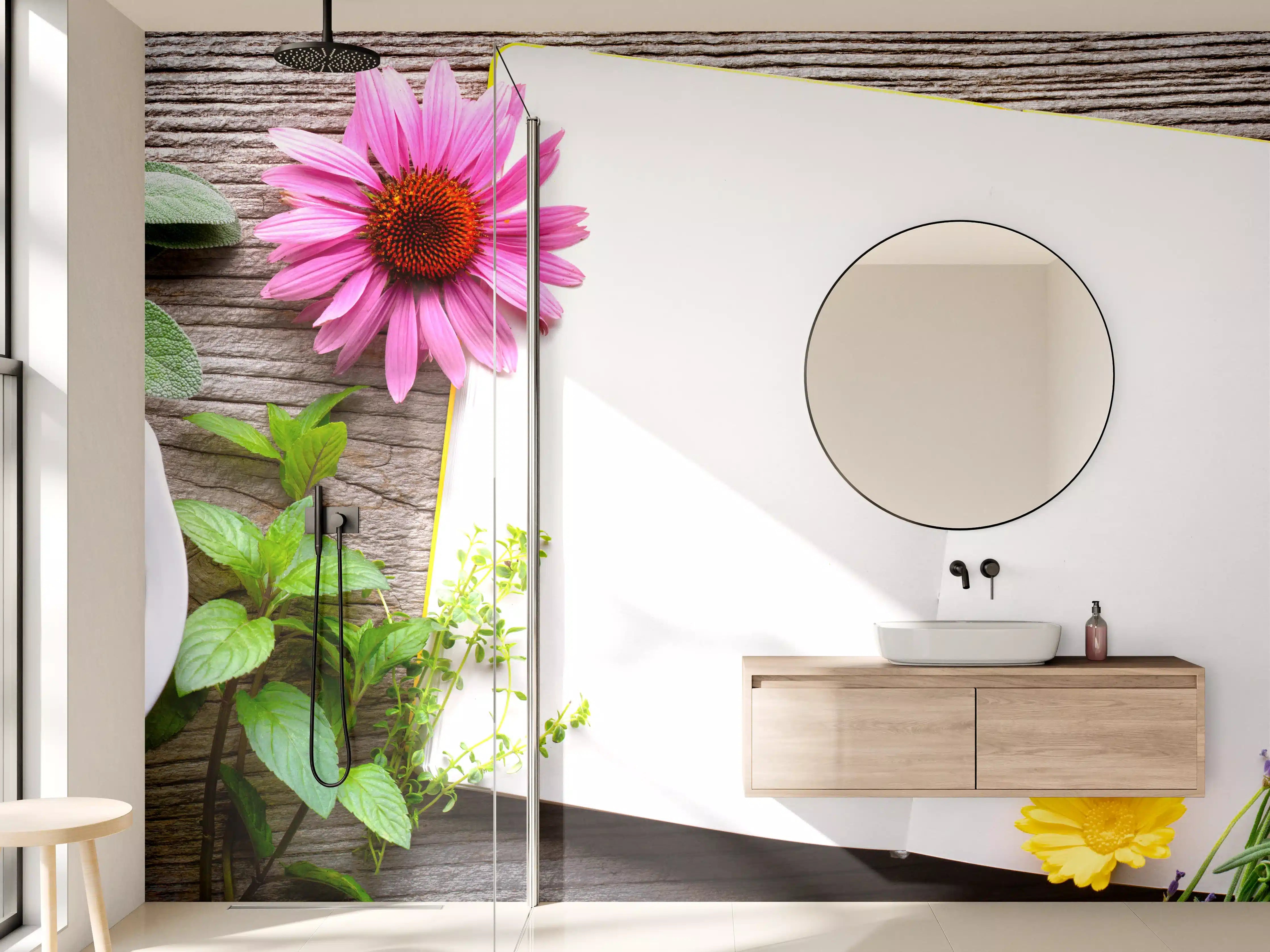 Wandverkleidung Bad - Kräuter & Blumen