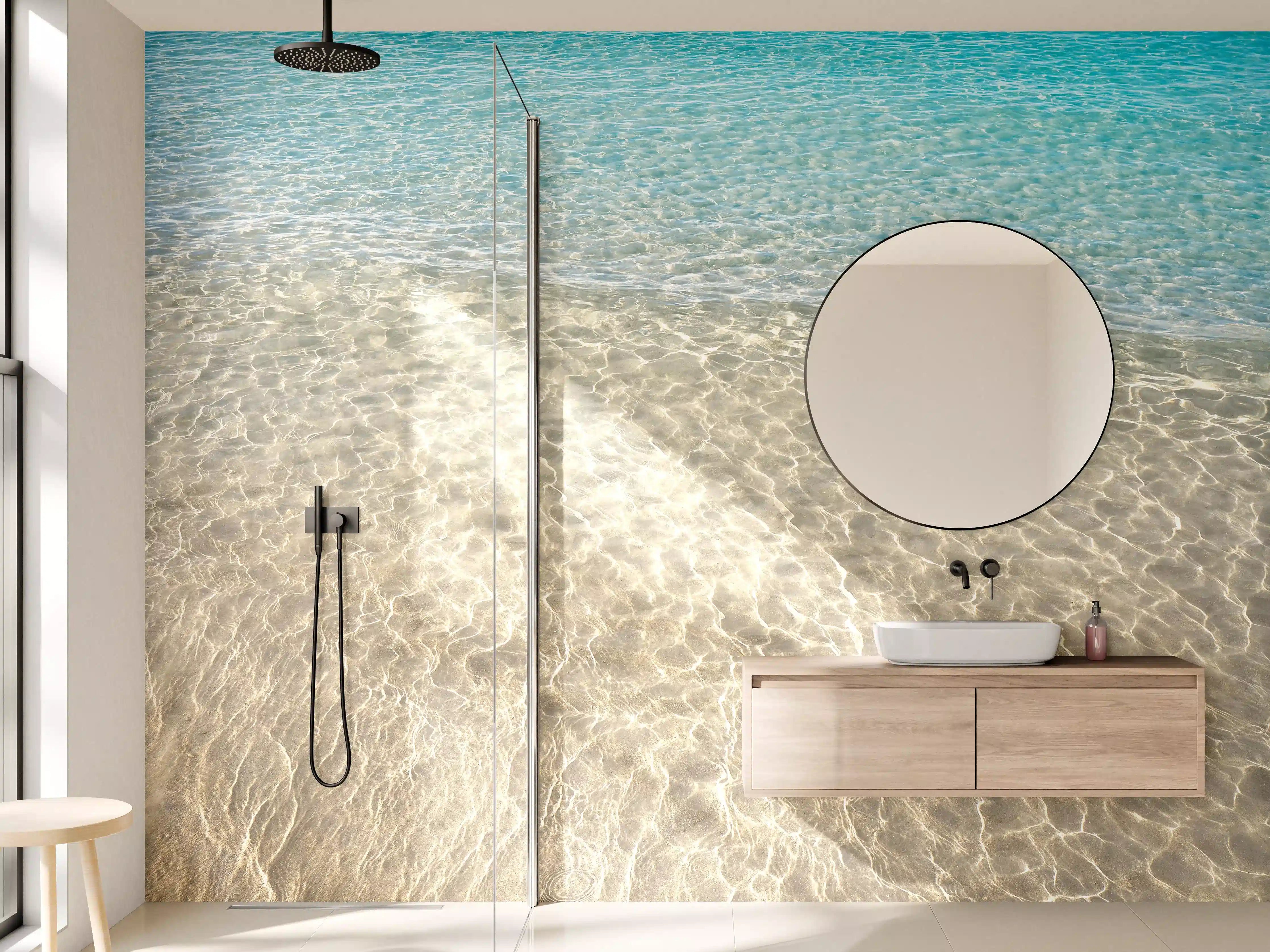 Wandverkleidung Bad - Kristallklares Meerwasser und Sandstrand