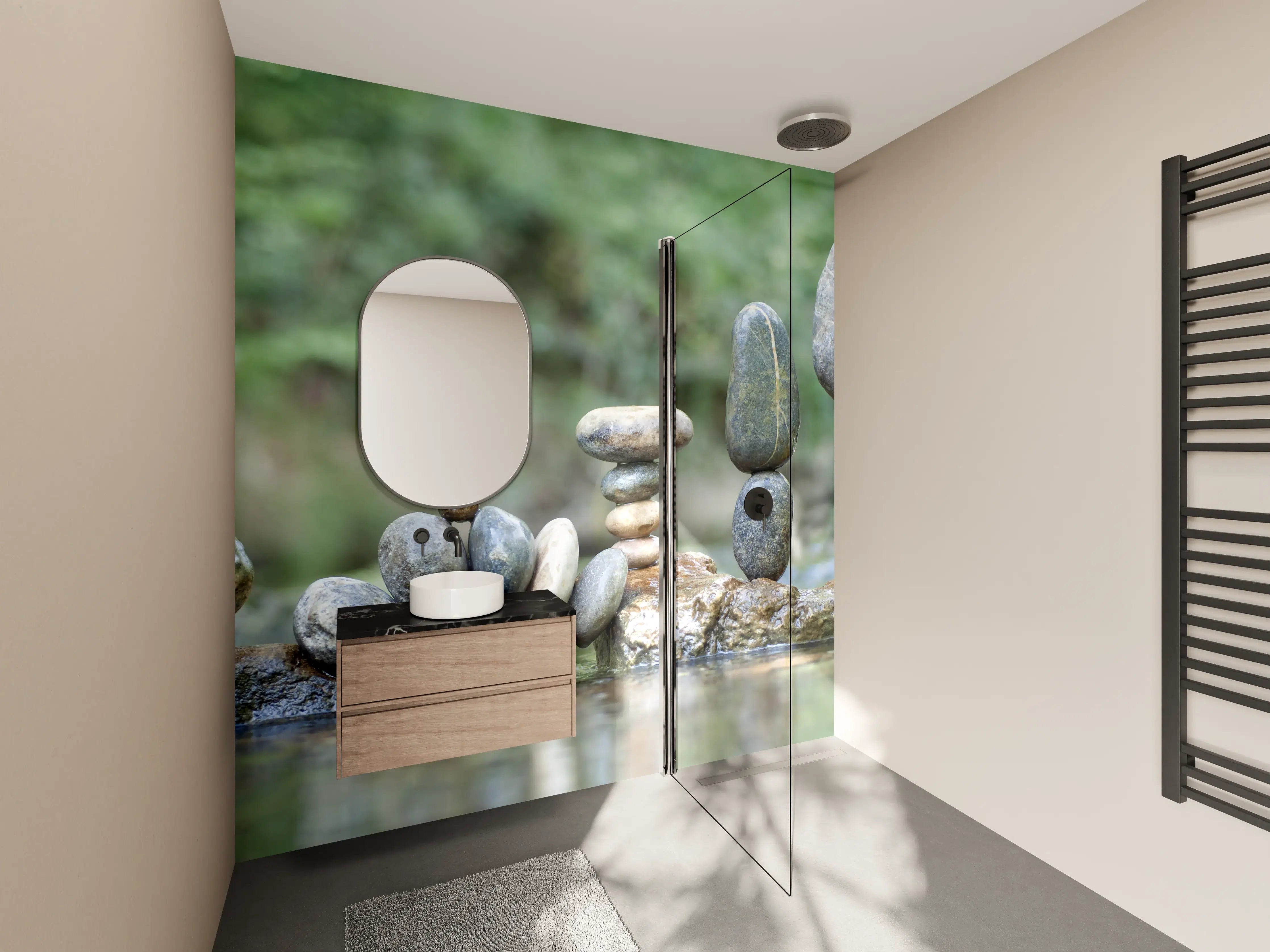 Wandverkleidung Bad - Künstlerische nasse Steinkomposition