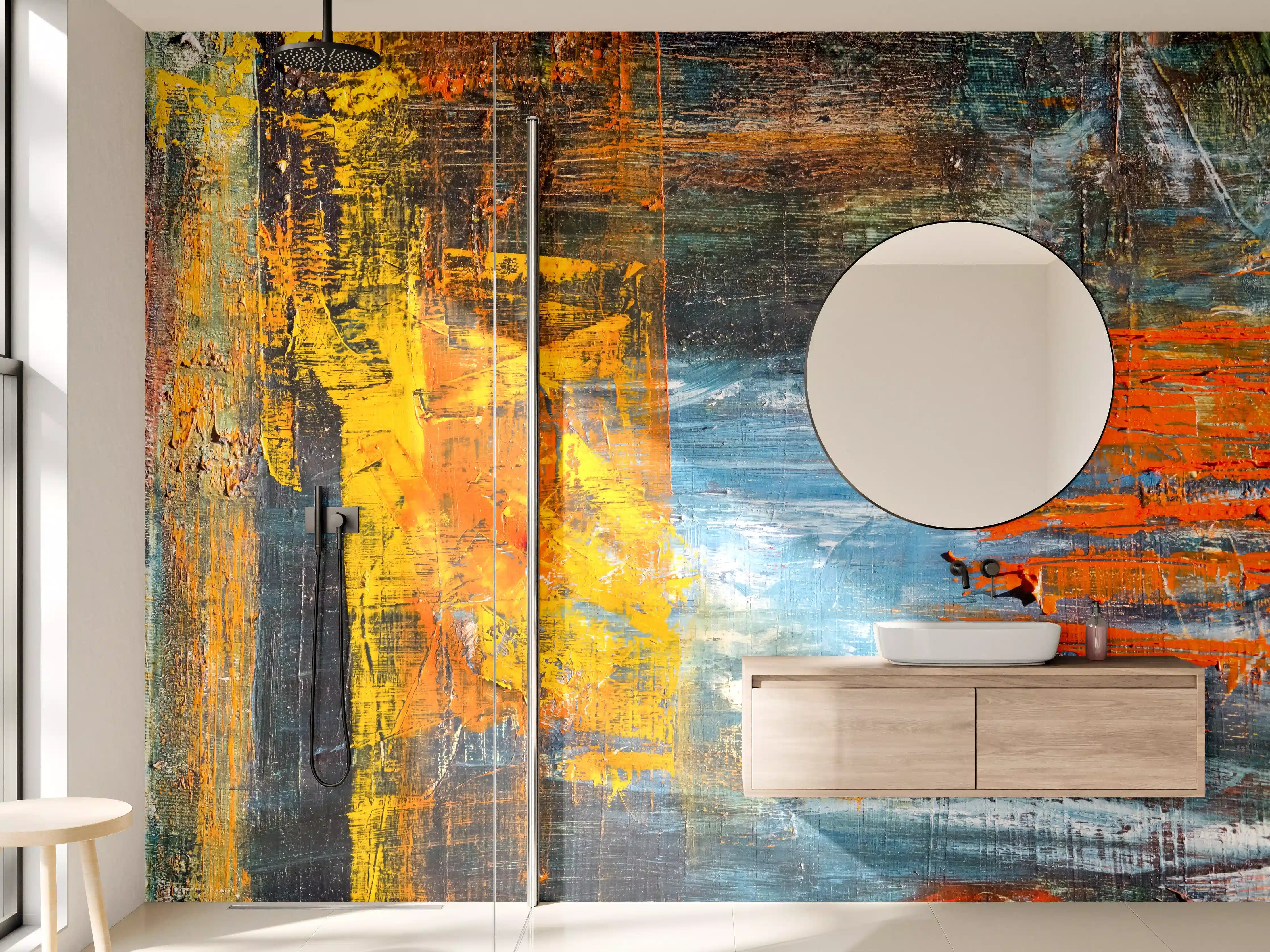 Wandverkleidung Bad - Kunst Malerei - Vintage