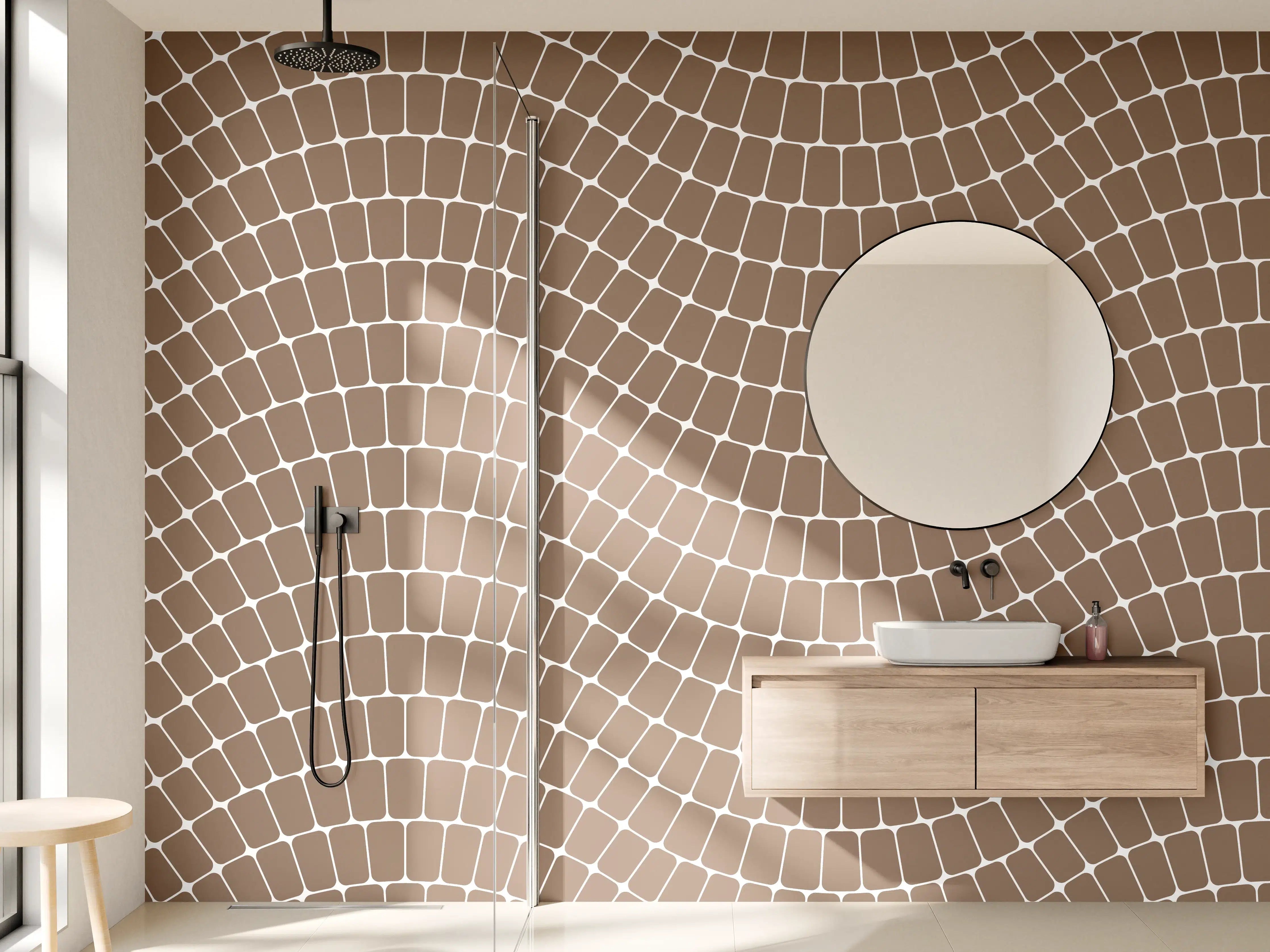 Wandverkleidung Bad - Kunstvolle Mosaik-Textur in Braun