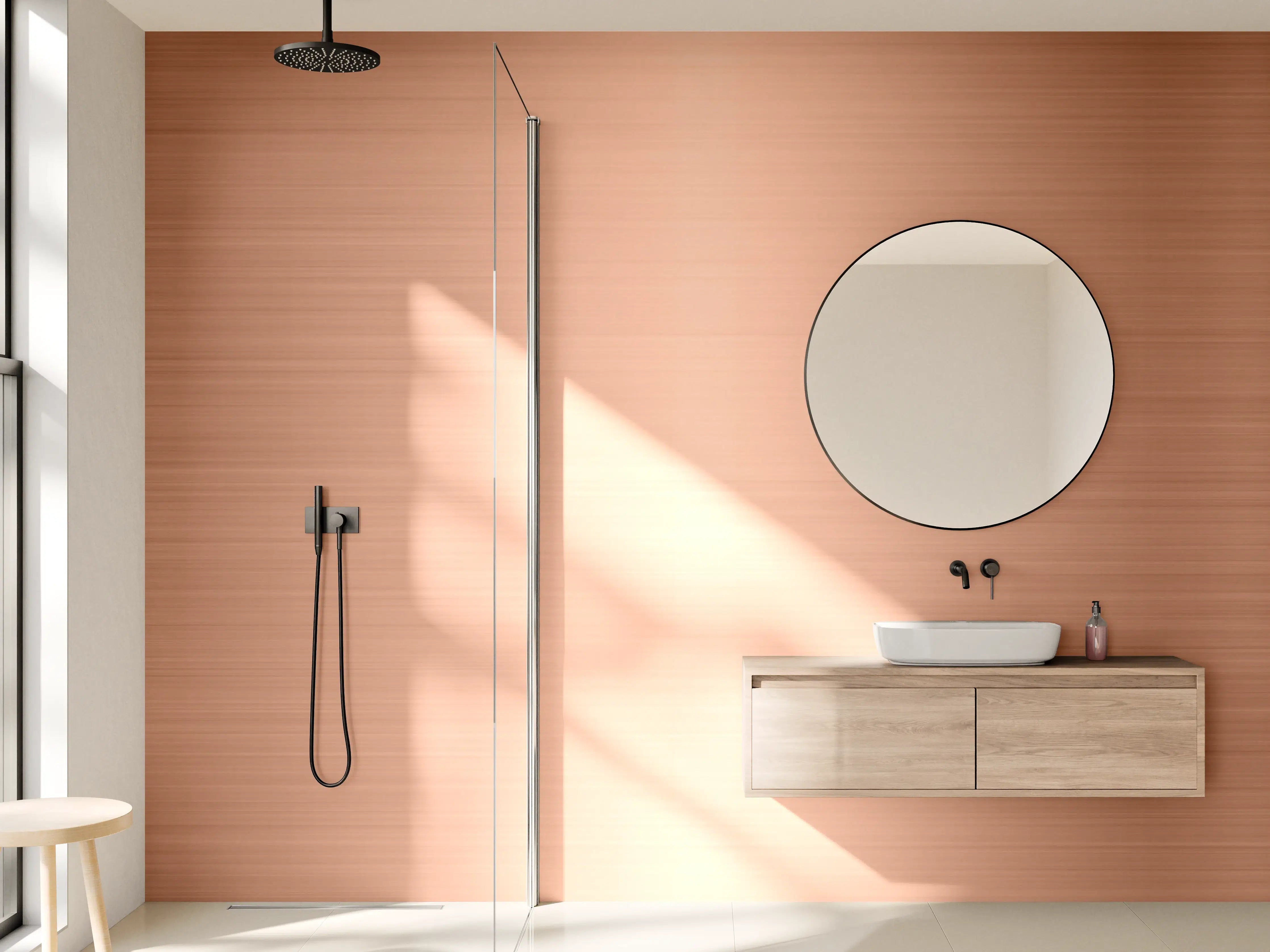 Wandverkleidung Bad - Kupfer belichtet