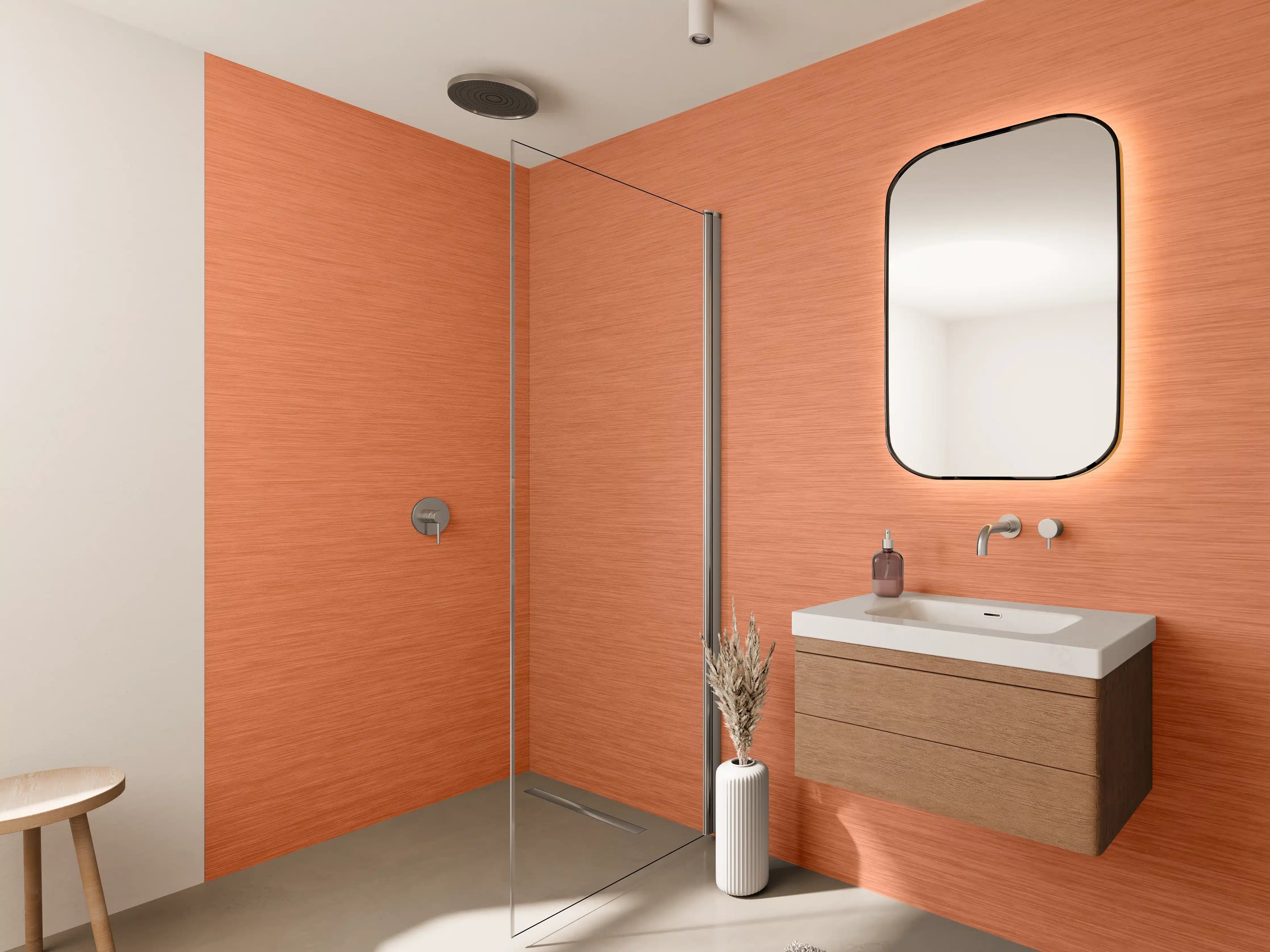 Wandverkleidung Bad - Kupferfarbene Metalltextur