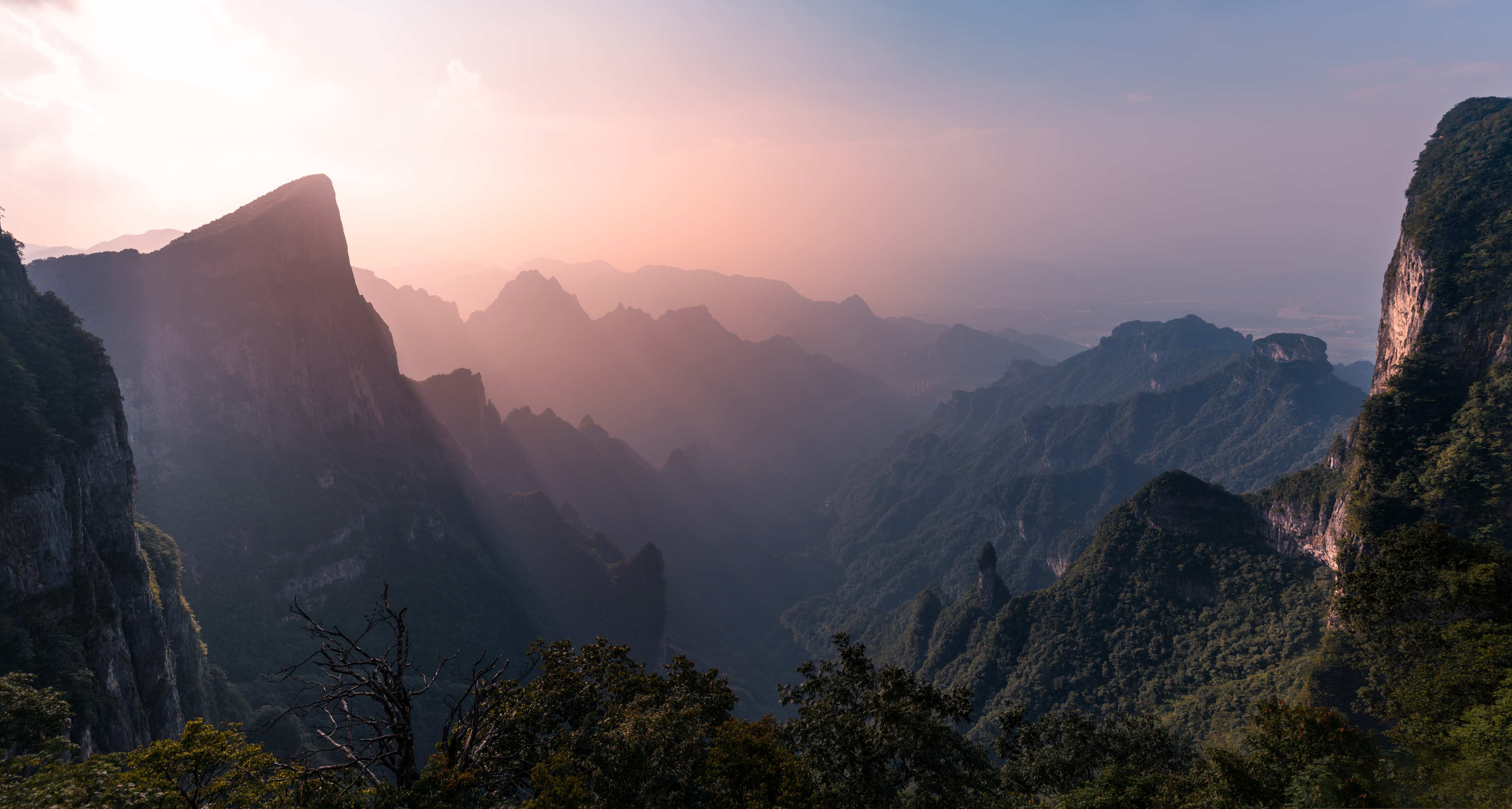 Wandverkleidung Bad-Landschaftsblick - Berg Tianmen