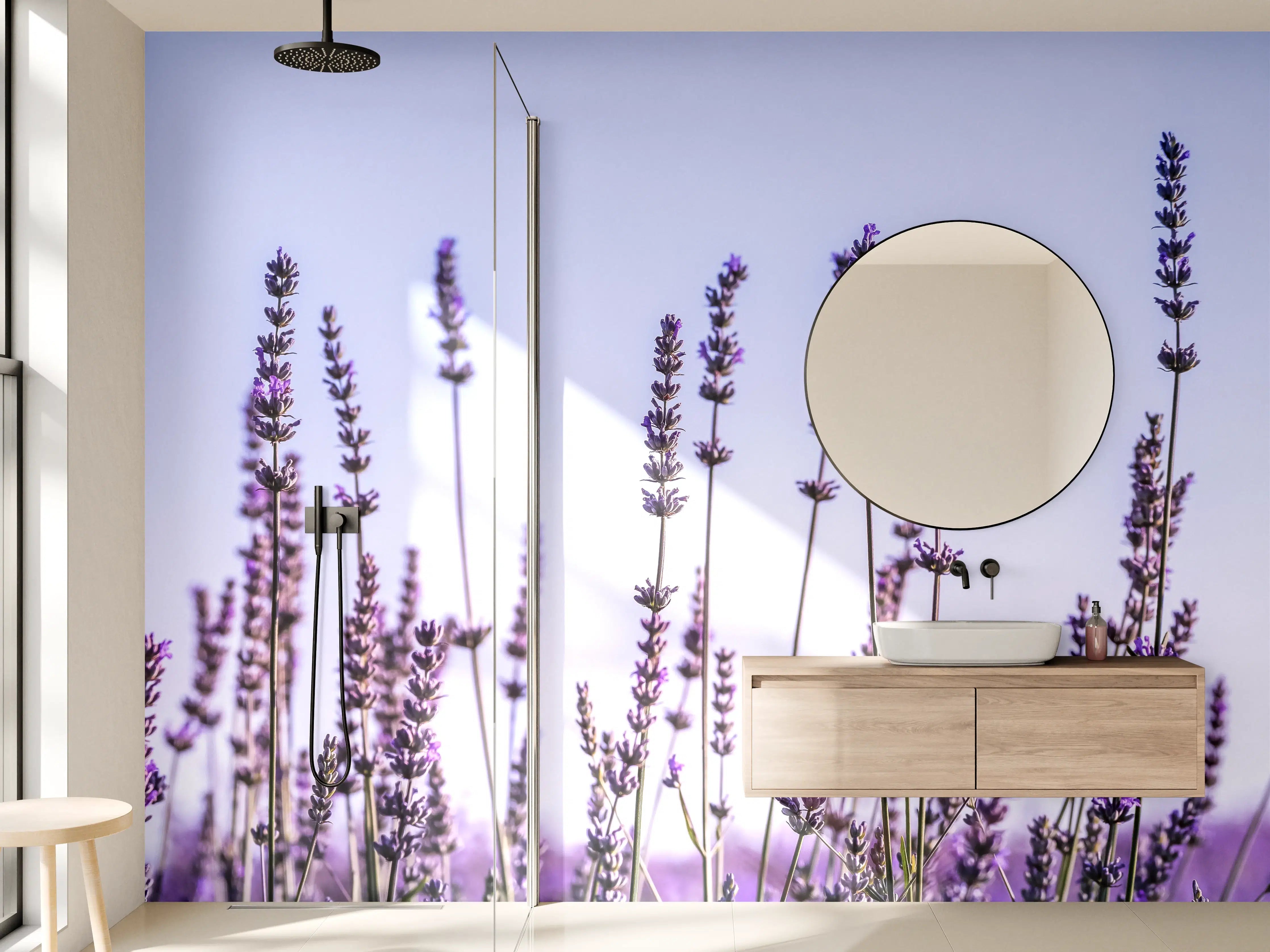 Wandverkleidung Bad - Lavendelfeld in Lila-Blau