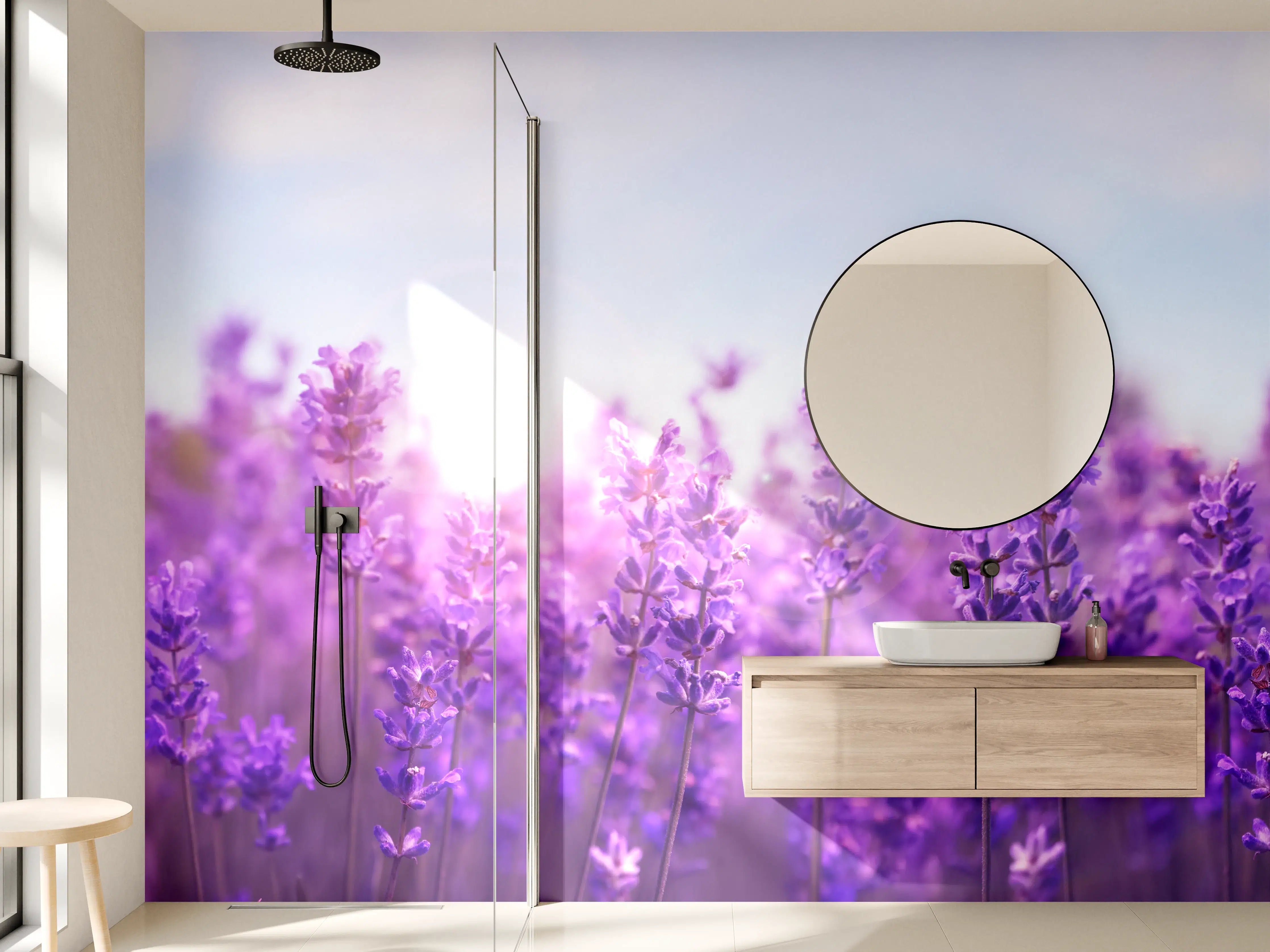 Wandverkleidung Bad - Lavendelfeld in Lila