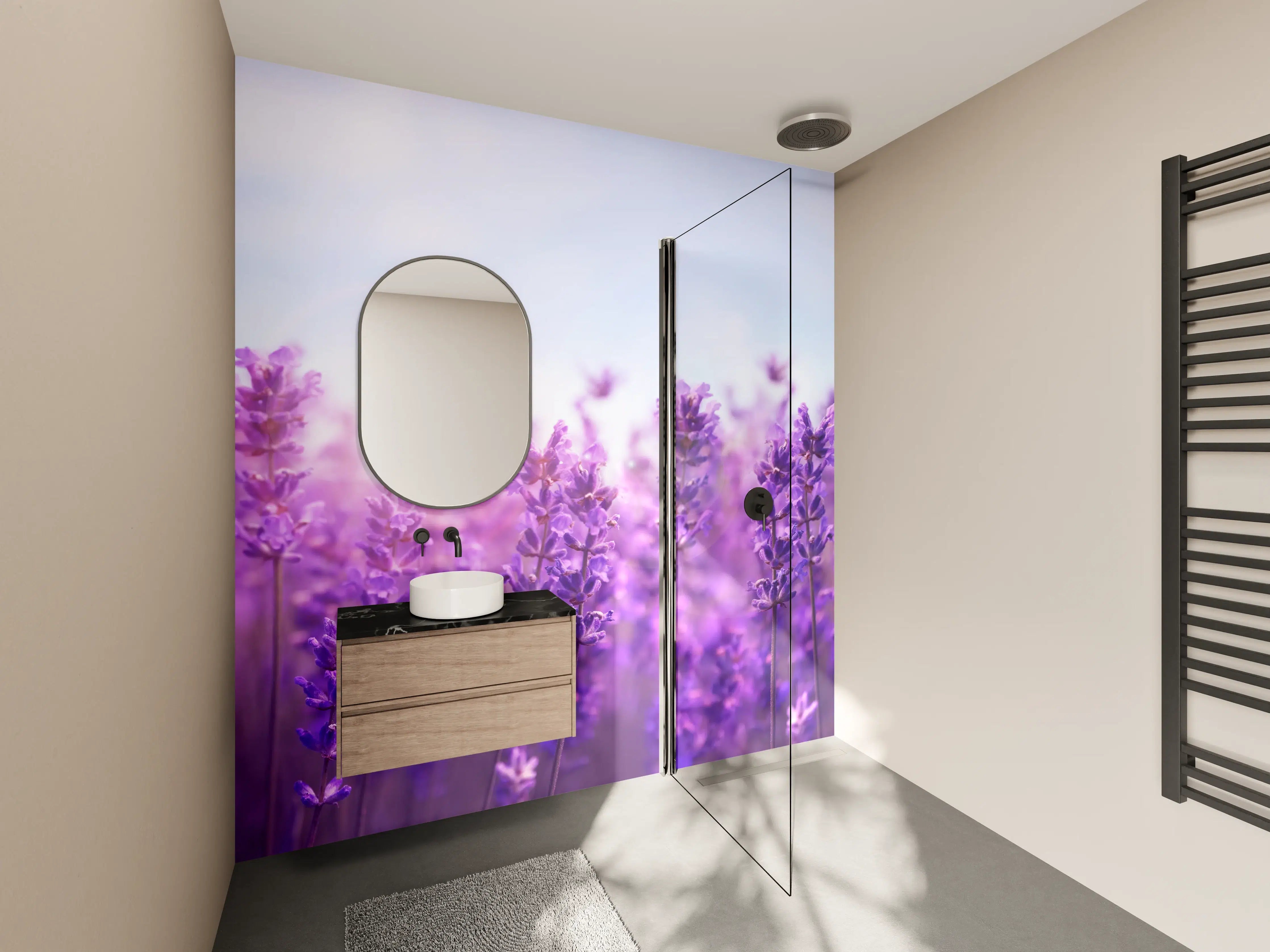 Wandverkleidung Bad - Lavendelfeld in Lila