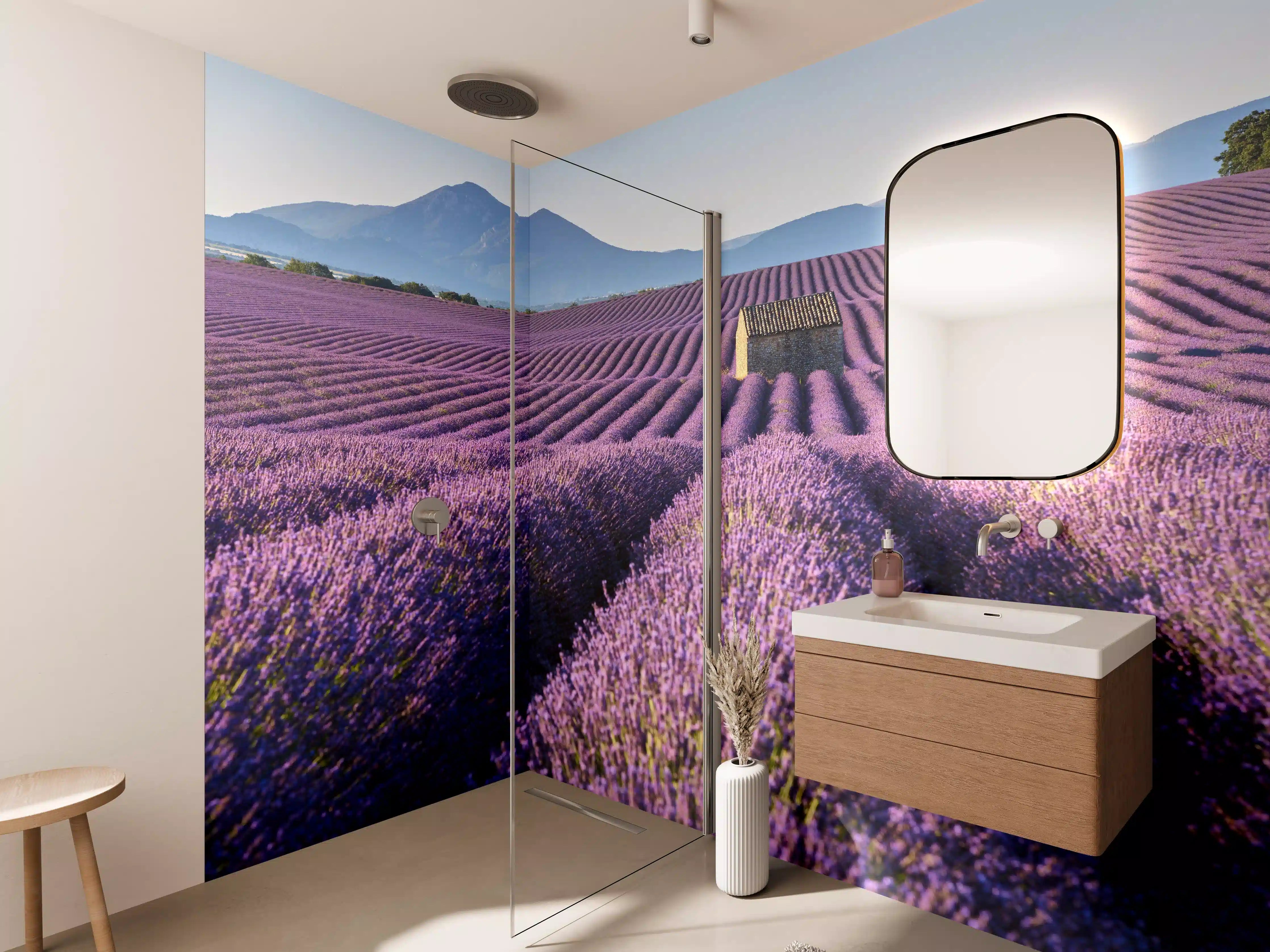 Wandverkleidung Bad - Lavendelfelder auf dem Plateau de Valensole