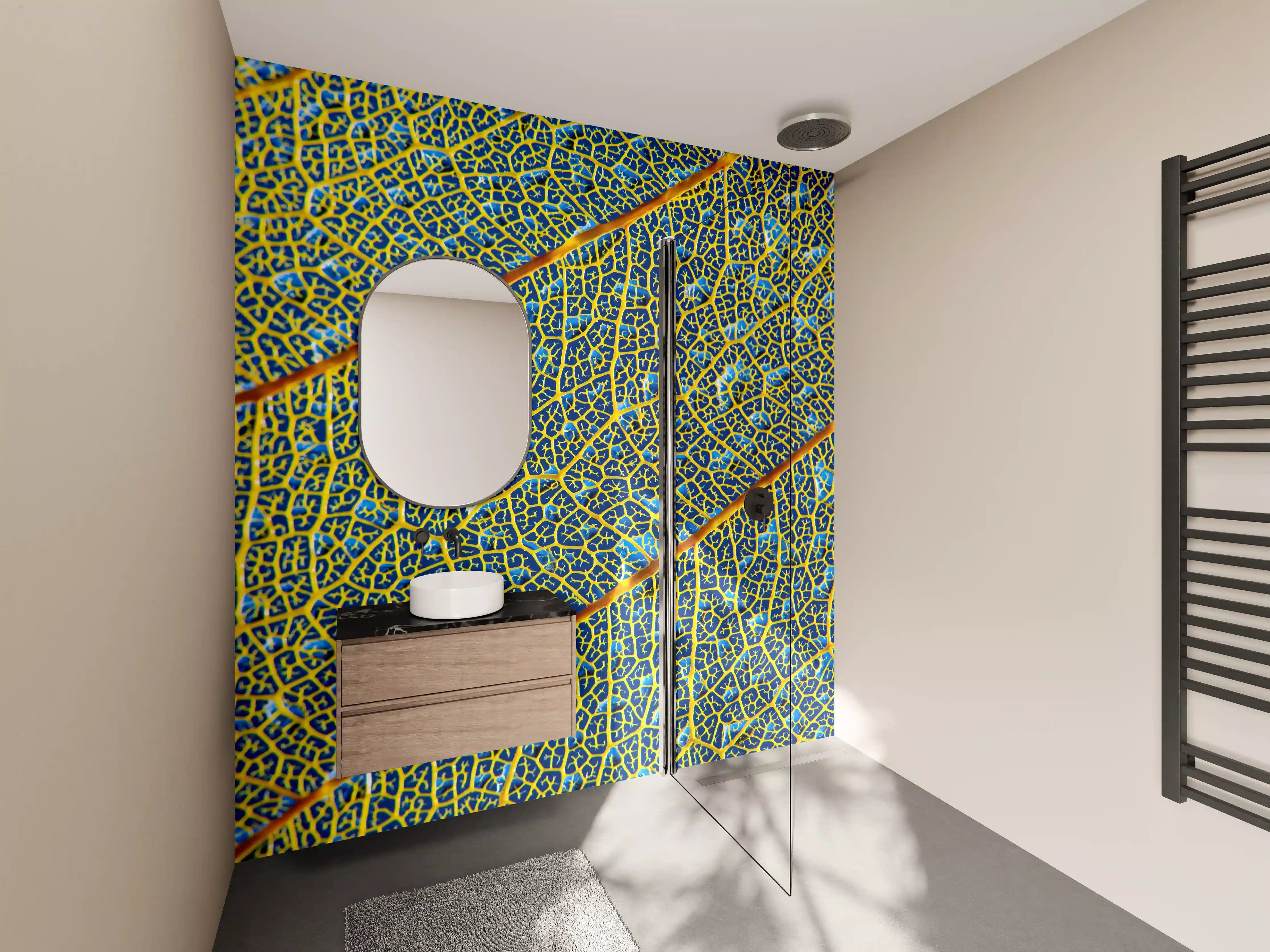 Wandverkleidung Bad - Leuchtend Gelbes Blattadern Makro