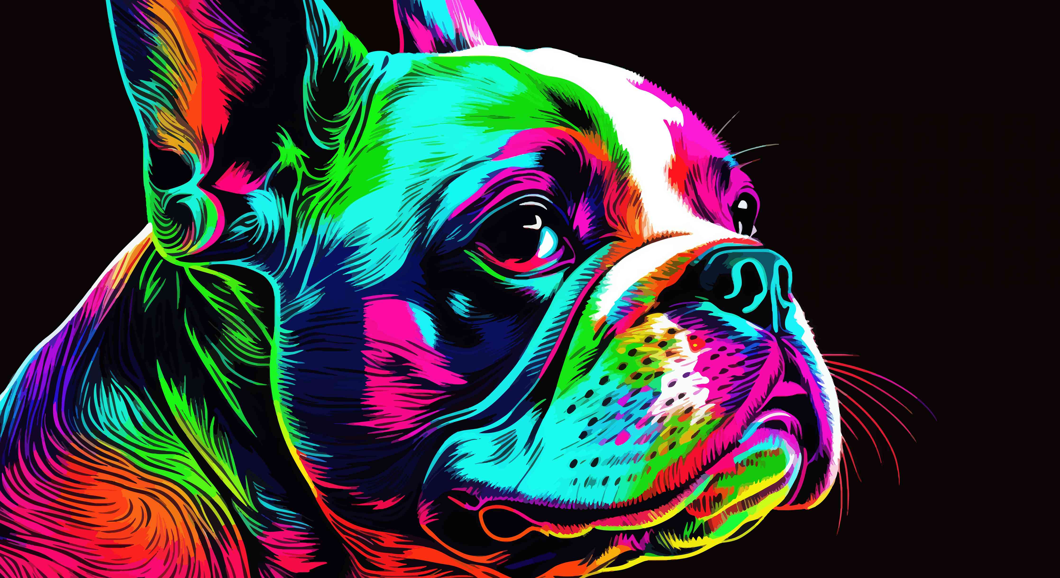 Wandverkleidung Bad-Leuchtende Hundeportrait-Kunst