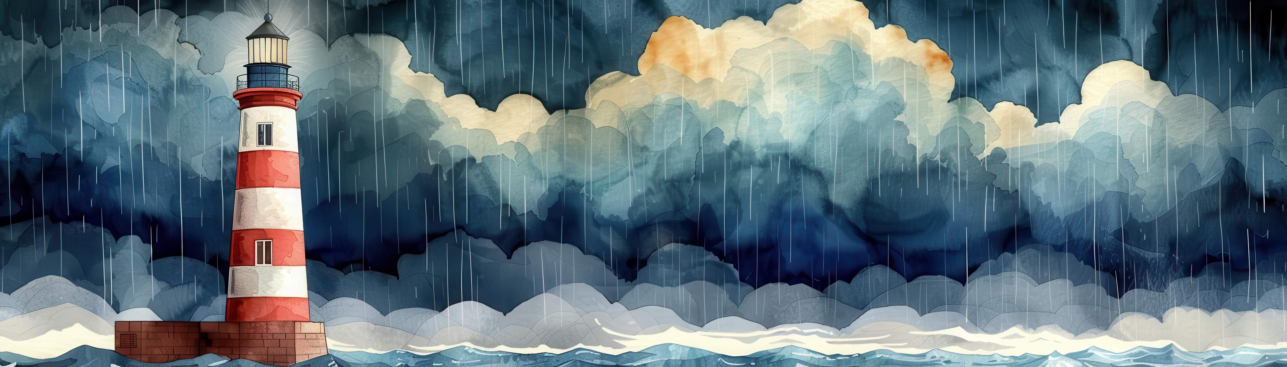 Wandverkleidung Bad-Leuchtturm im Sturm