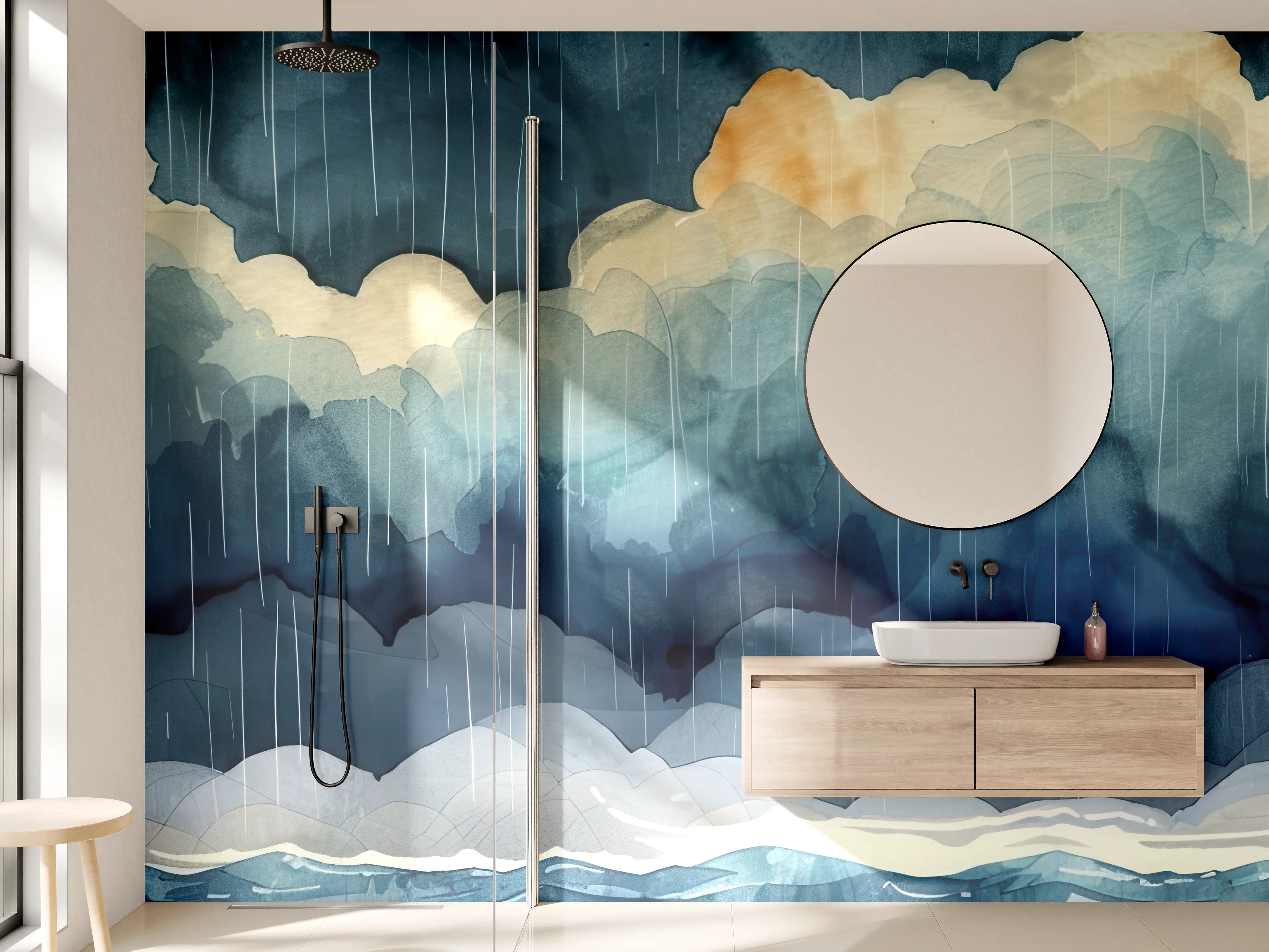 Wandverkleidung Bad - Leuchtturm im Sturm