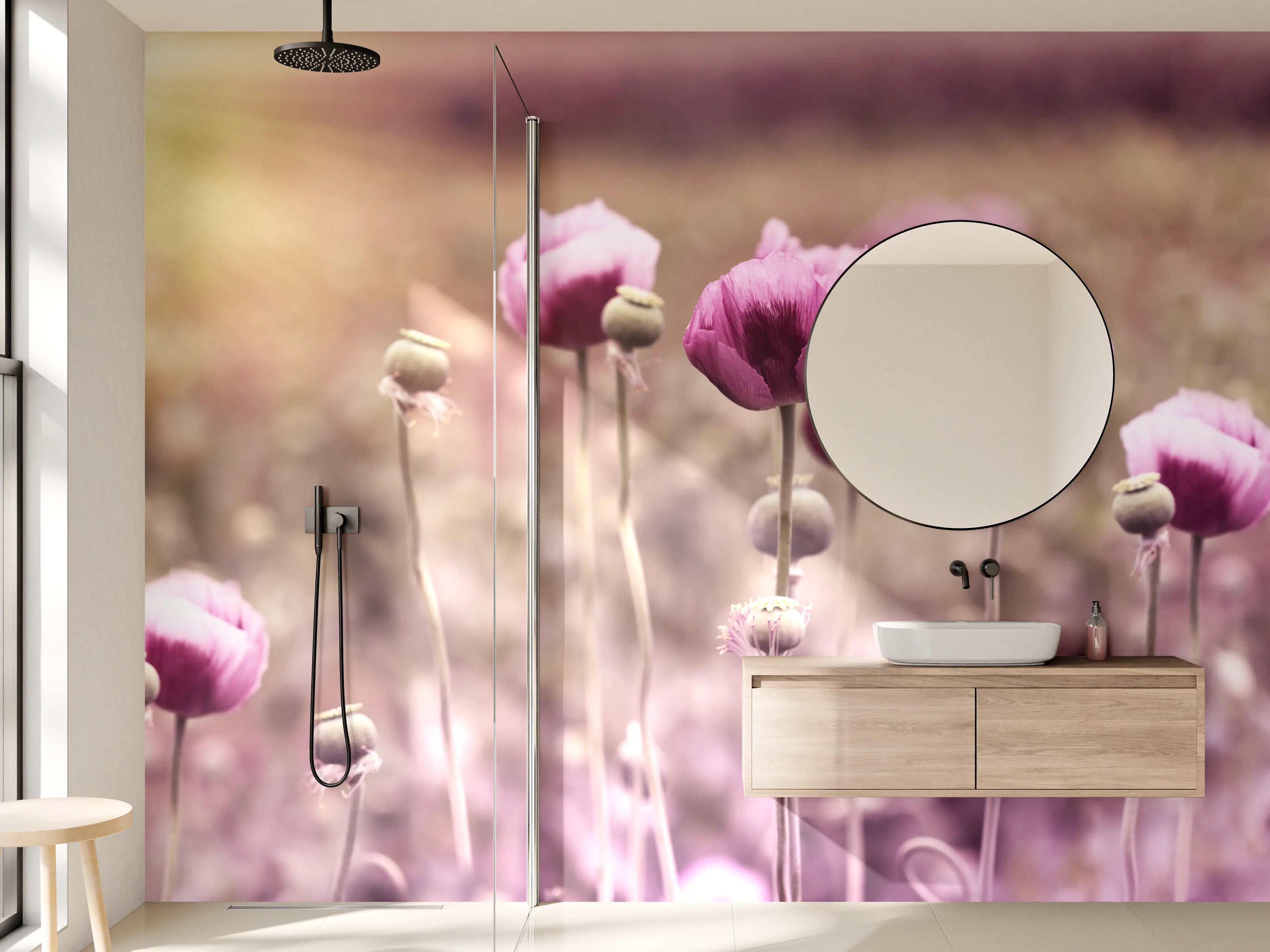Wandverkleidung Bad - Lila Mohnblume