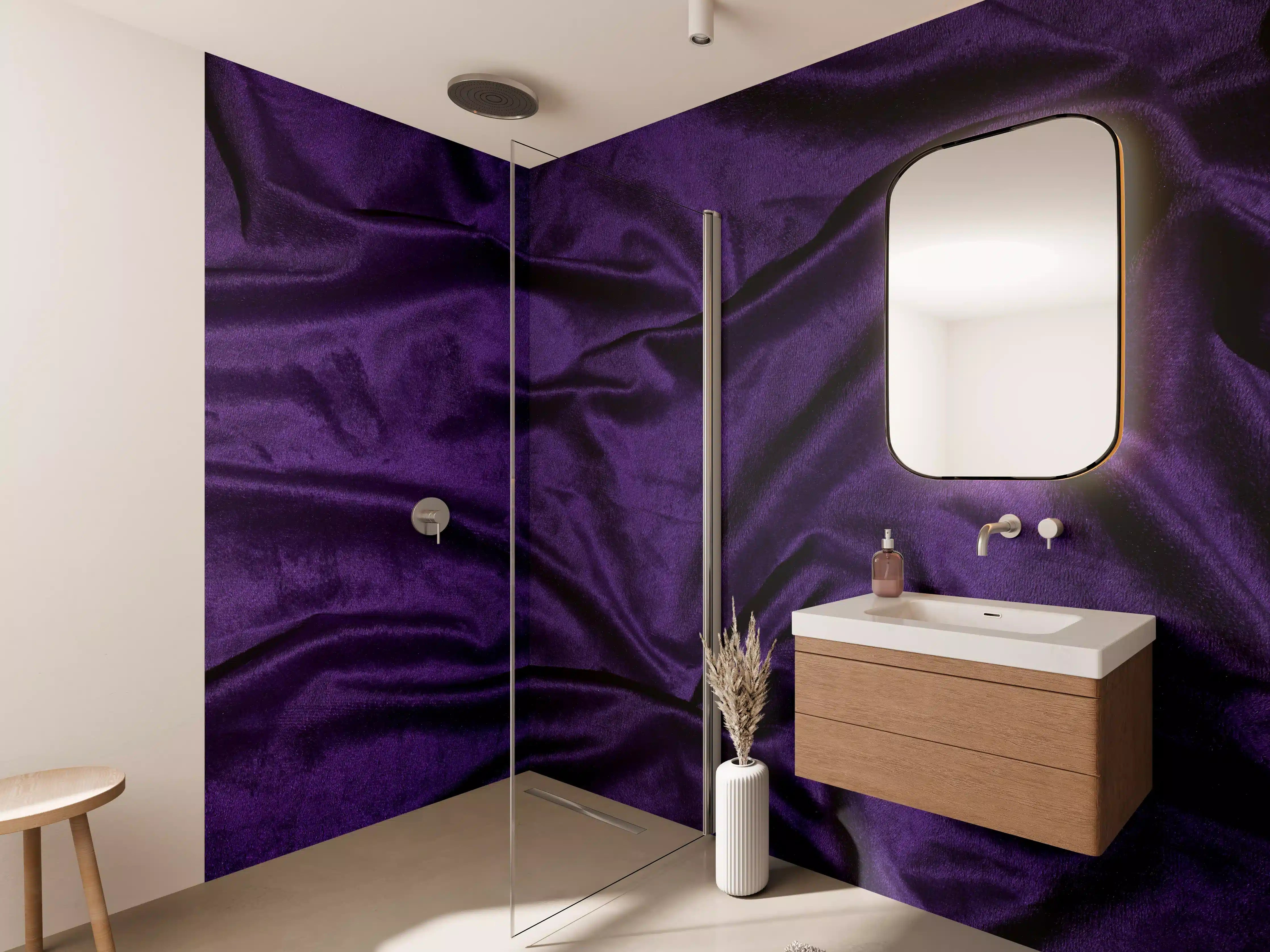 Wandverkleidung Bad - Lila Satin Seide