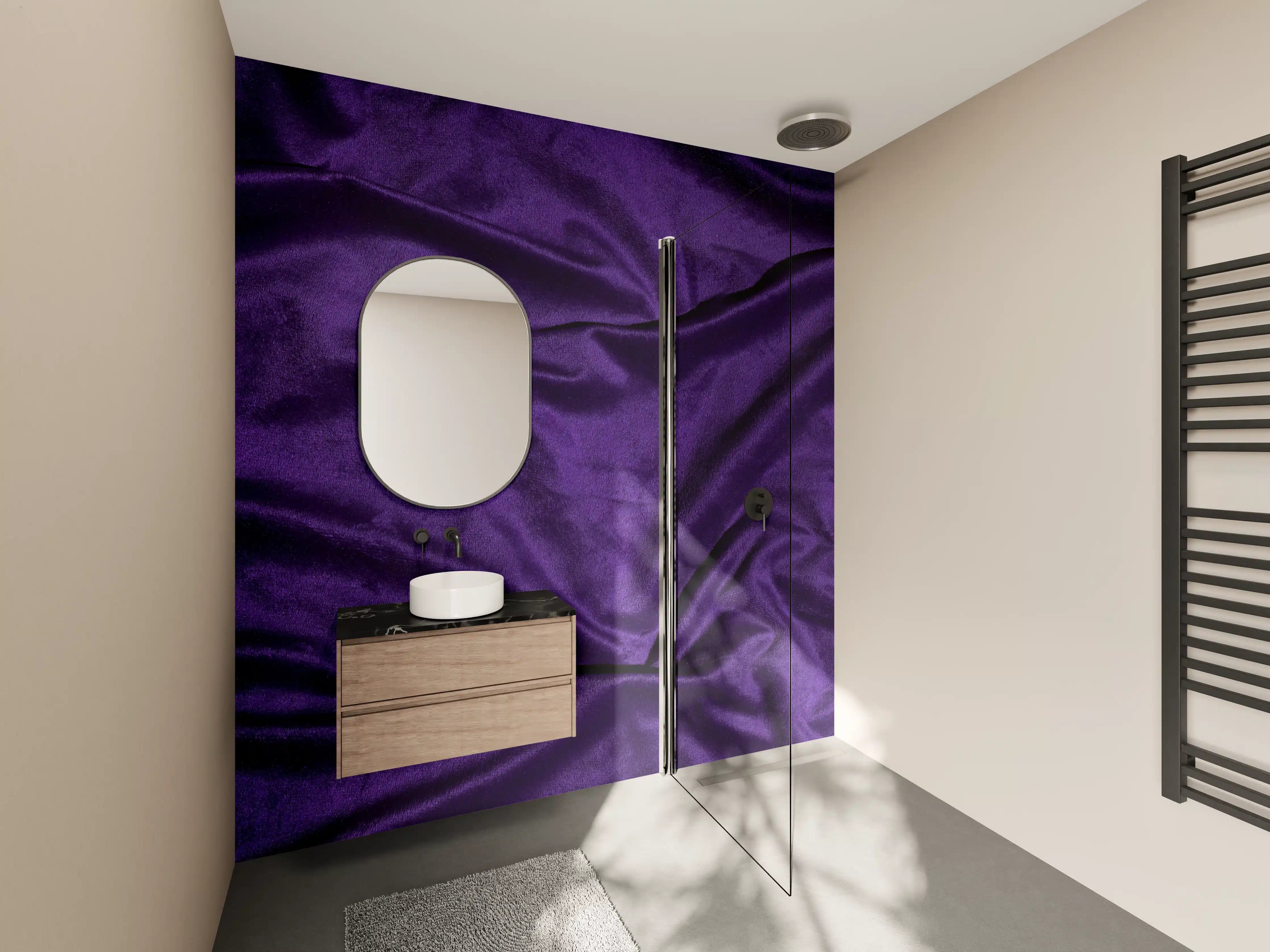 Wandverkleidung Bad - Lila Satin Seide