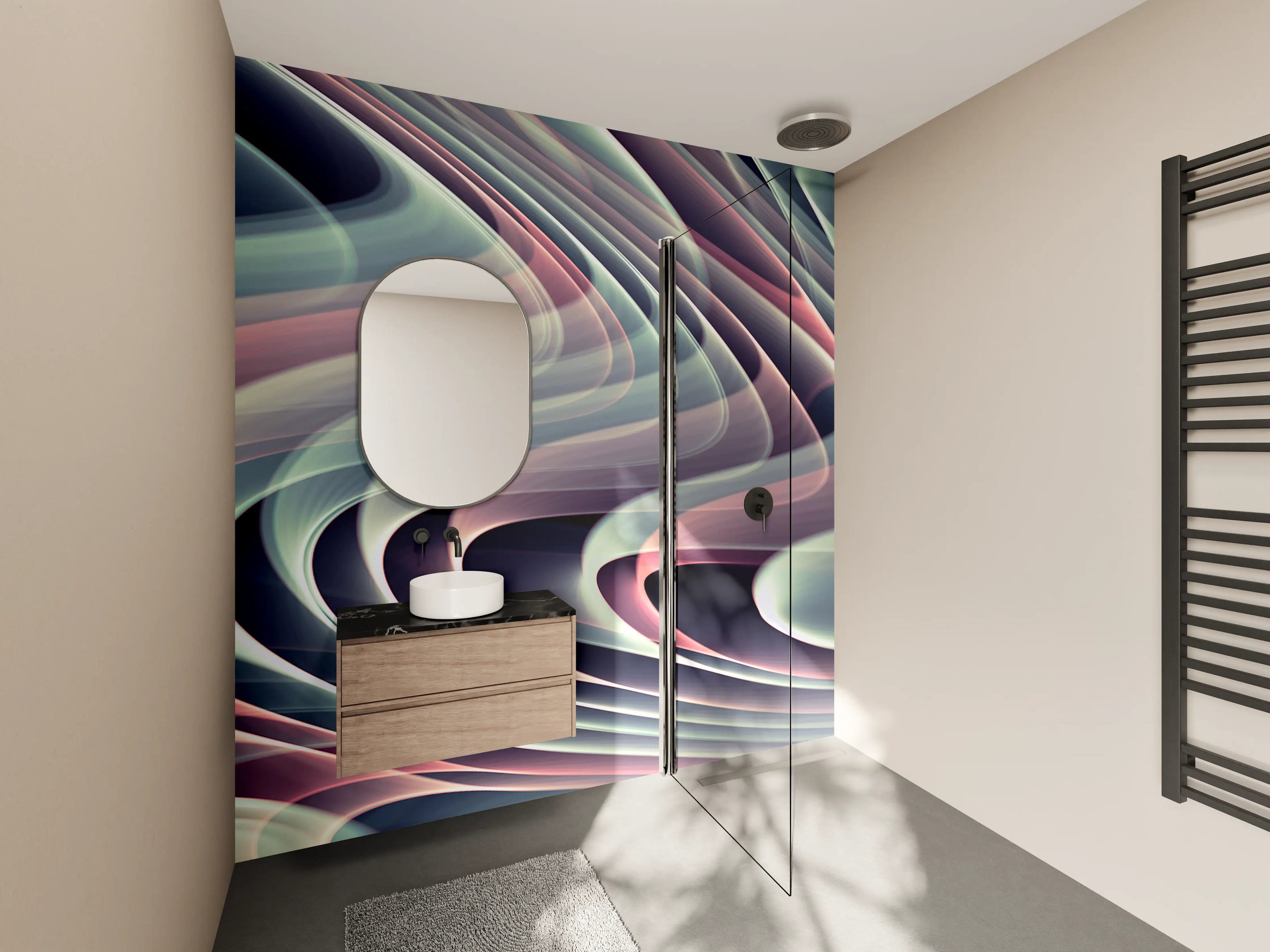 Wandverkleidung Bad - Linienartiger Hintergrund - Abstrakt