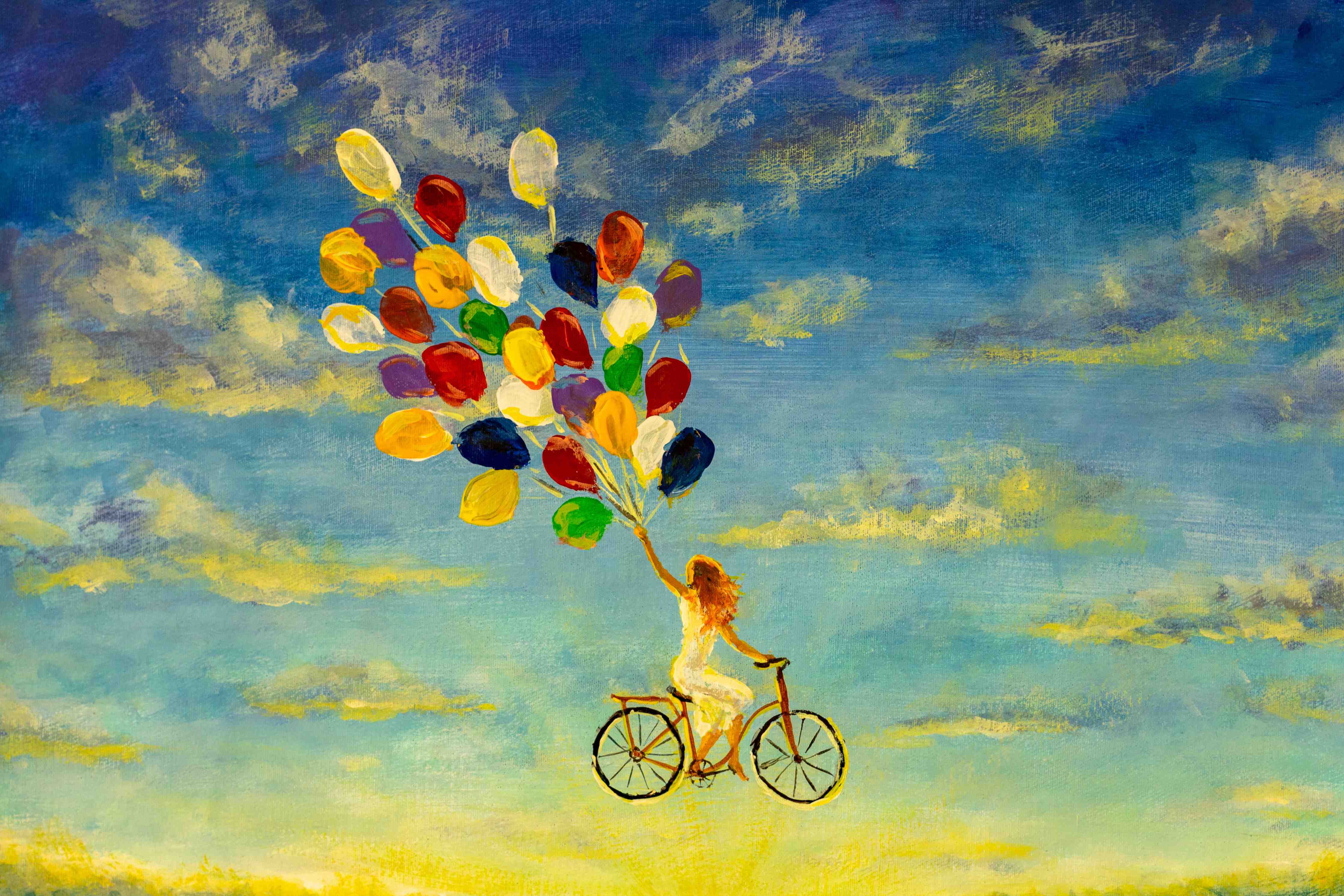 Wandverkleidung Bad-Luftballon-Fahrrad Gemälde