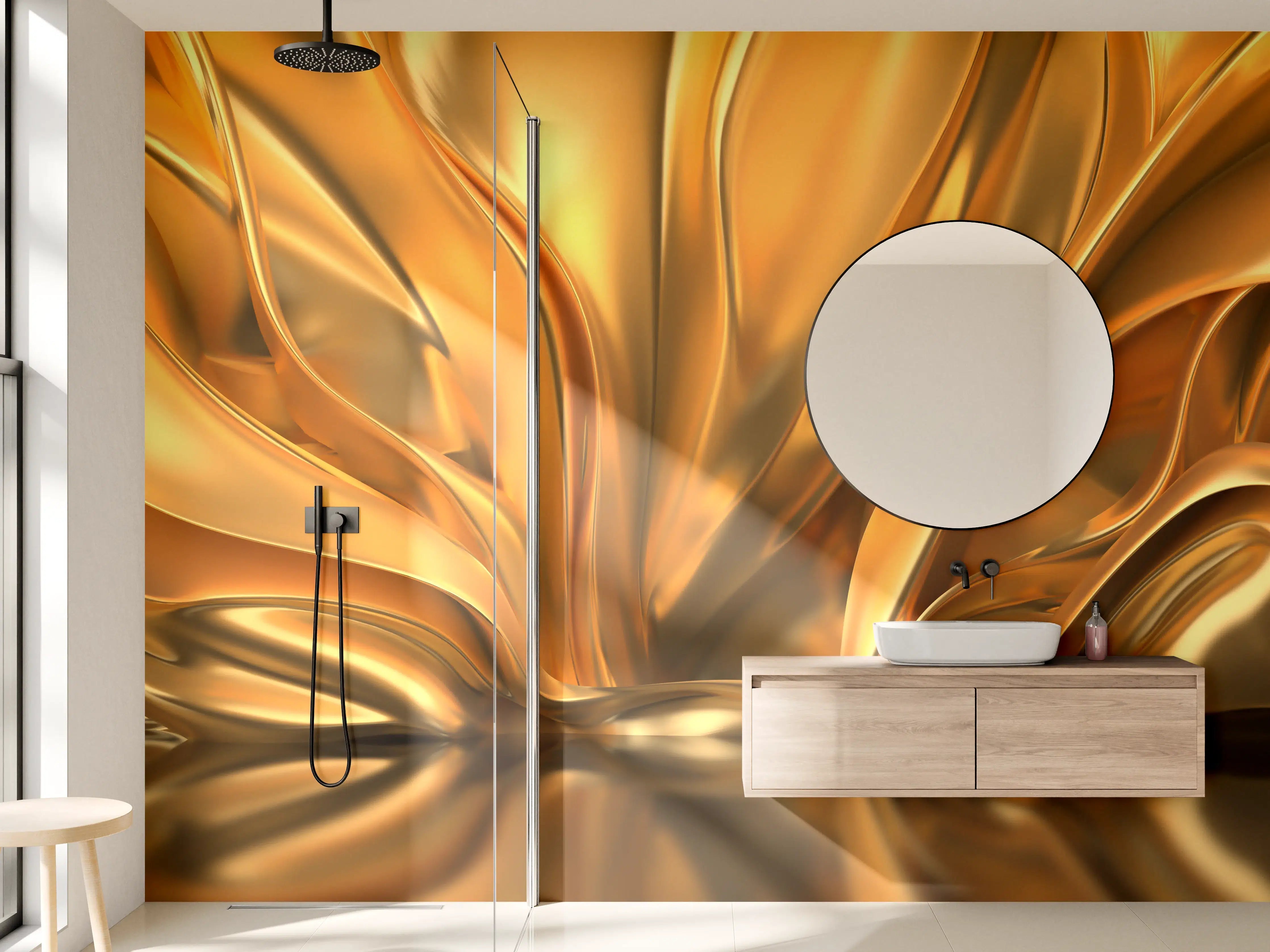 Wandverkleidung Bad - Luxuriöse Gold-Textur mit Schimmer-Effekt