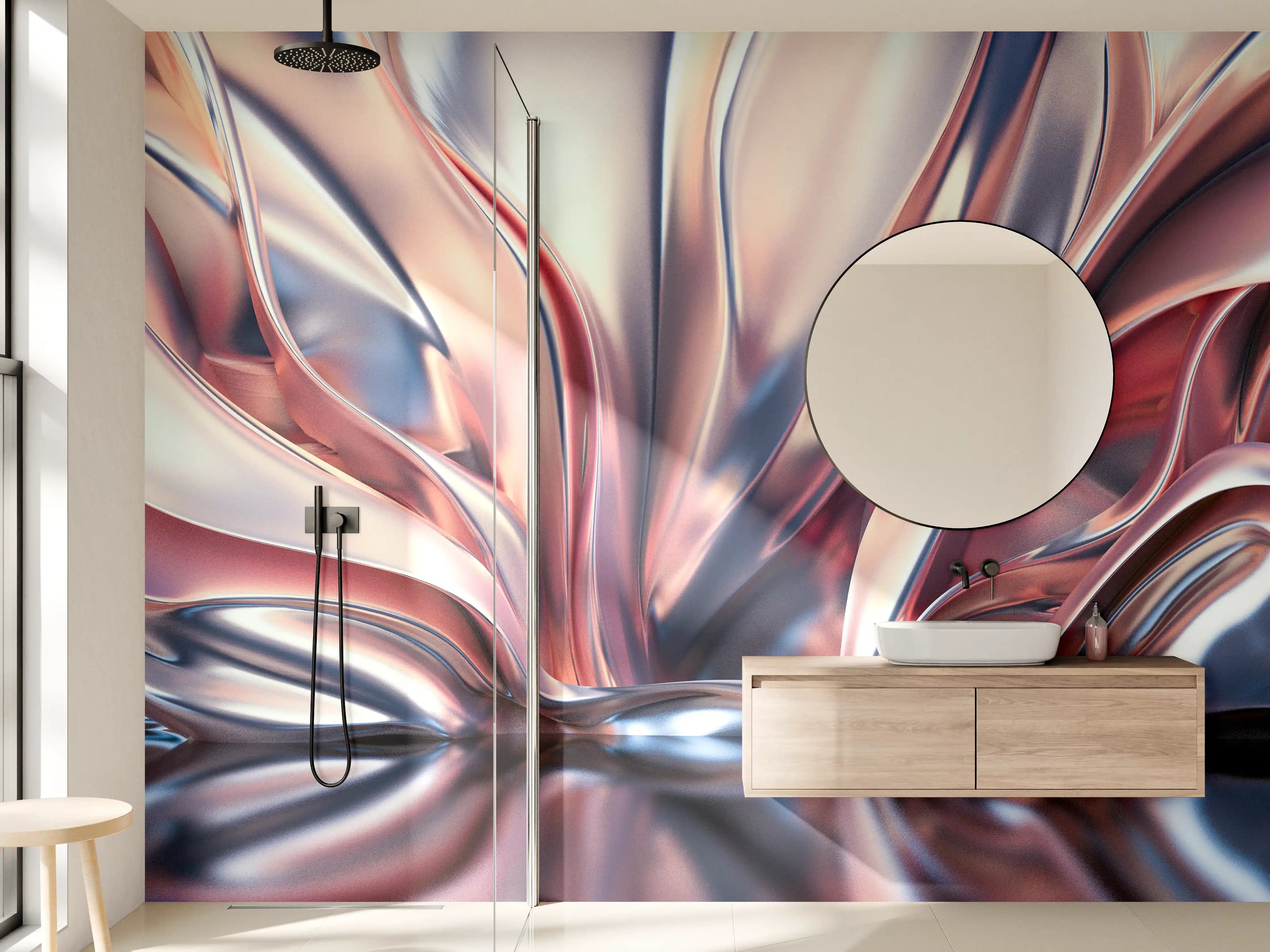 Wandverkleidung Bad - Luxuriöse roségoldene Metalltextur