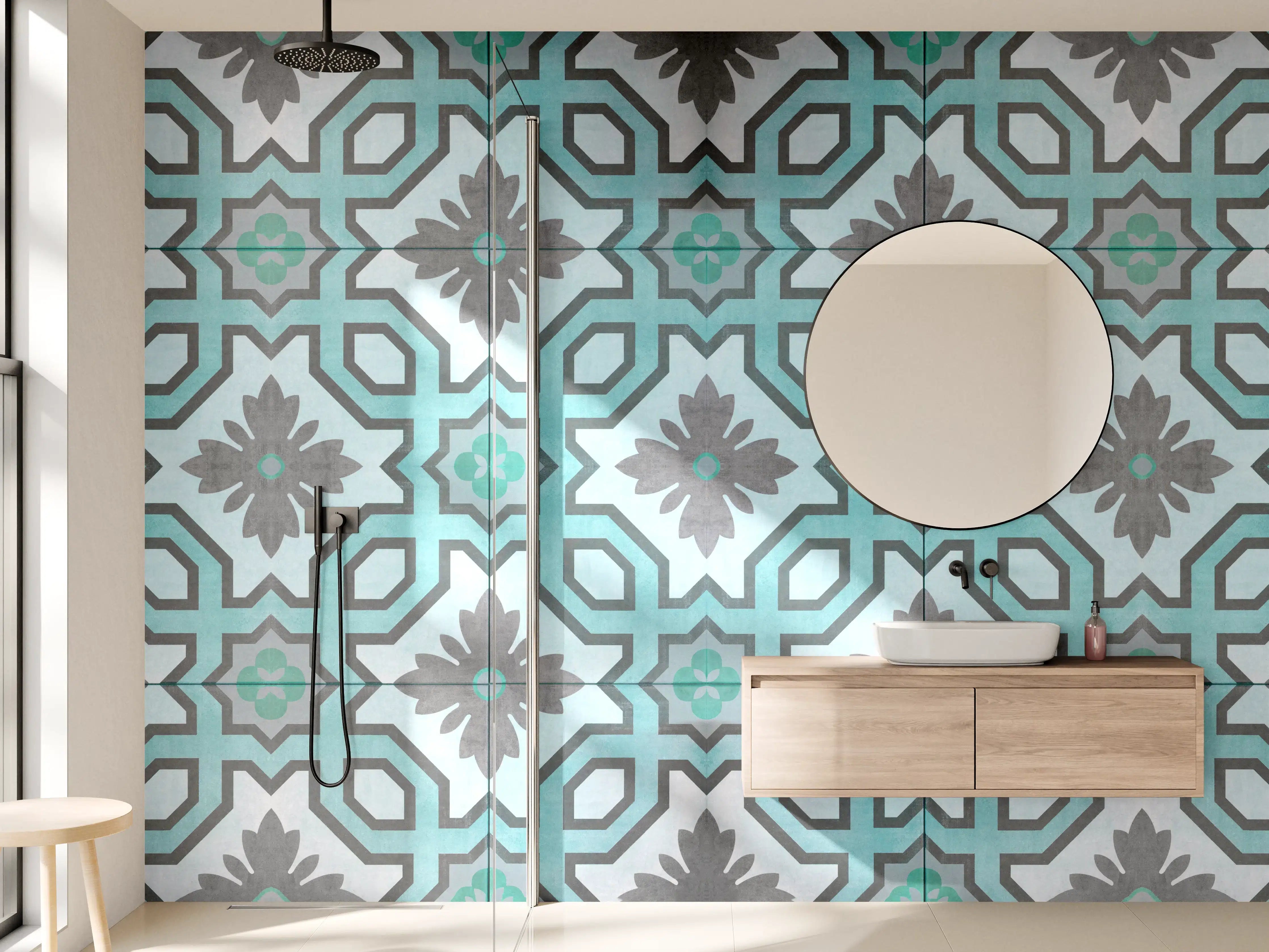 Wandverkleidung Bad - Luxuriöse türkise Fliesen