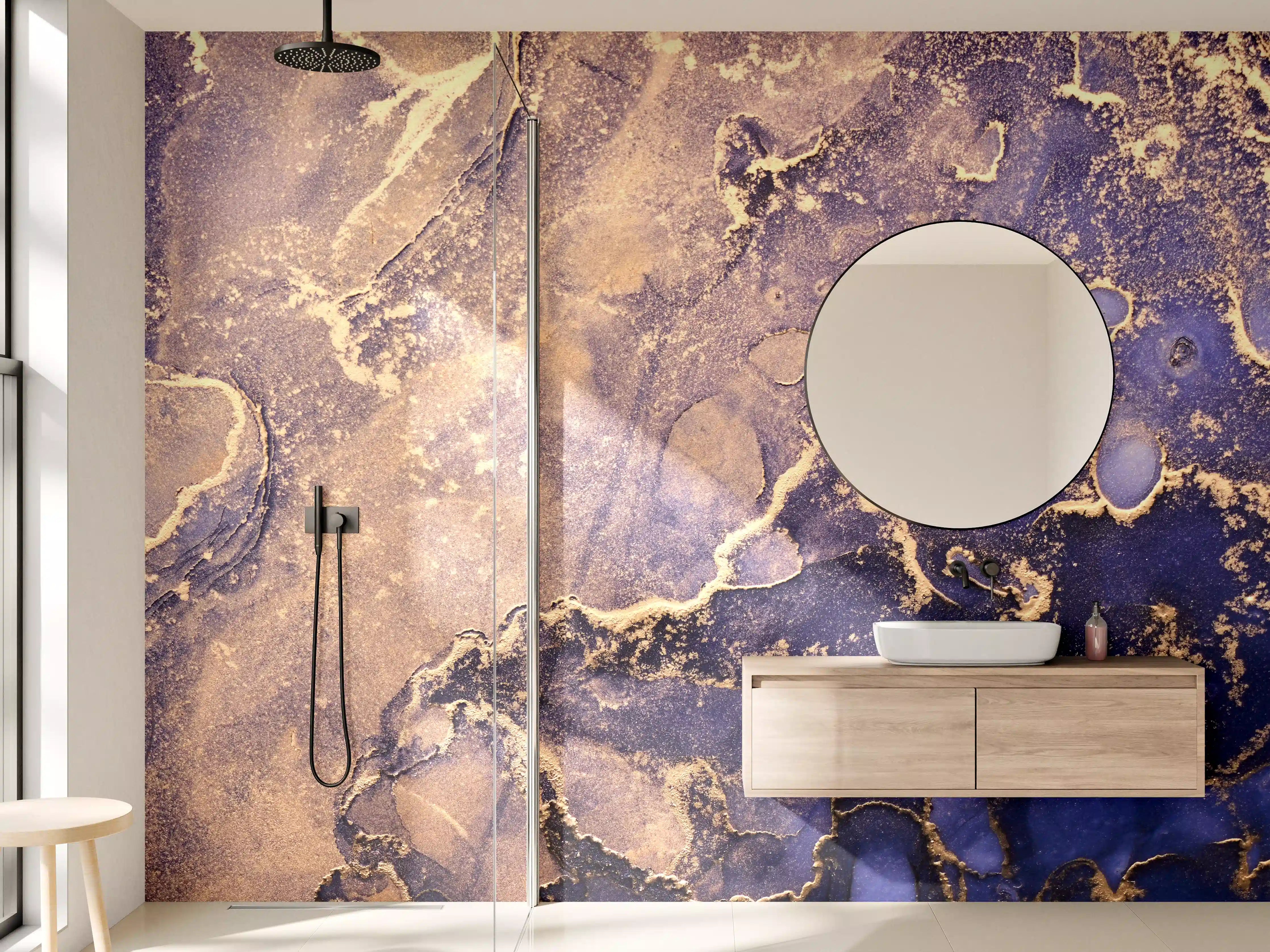 Wandverkleidung Bad - Luxury Blue Gold Marbling
