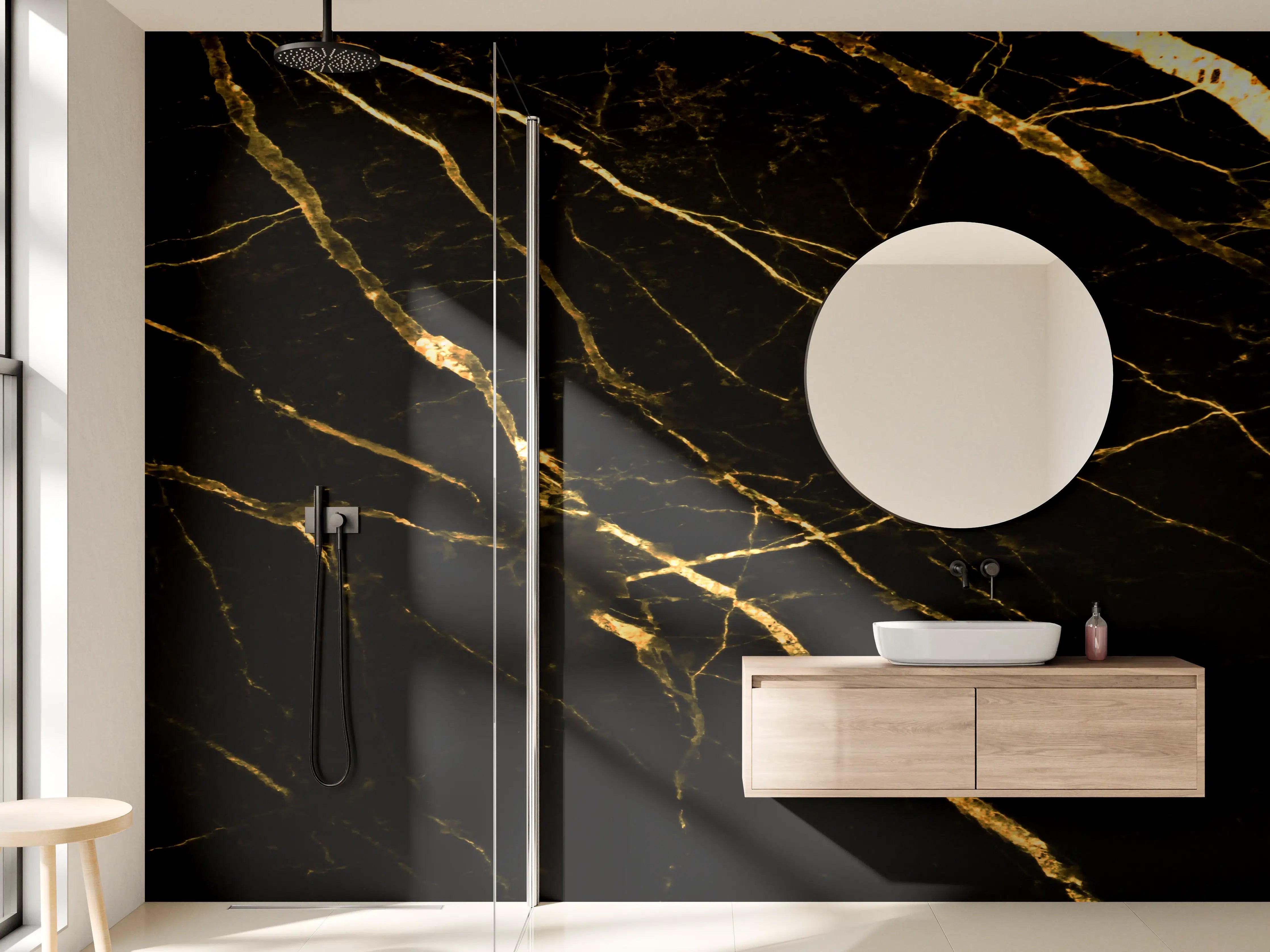 Wandverkleidung Bad - Luxus Goldmarmortextur