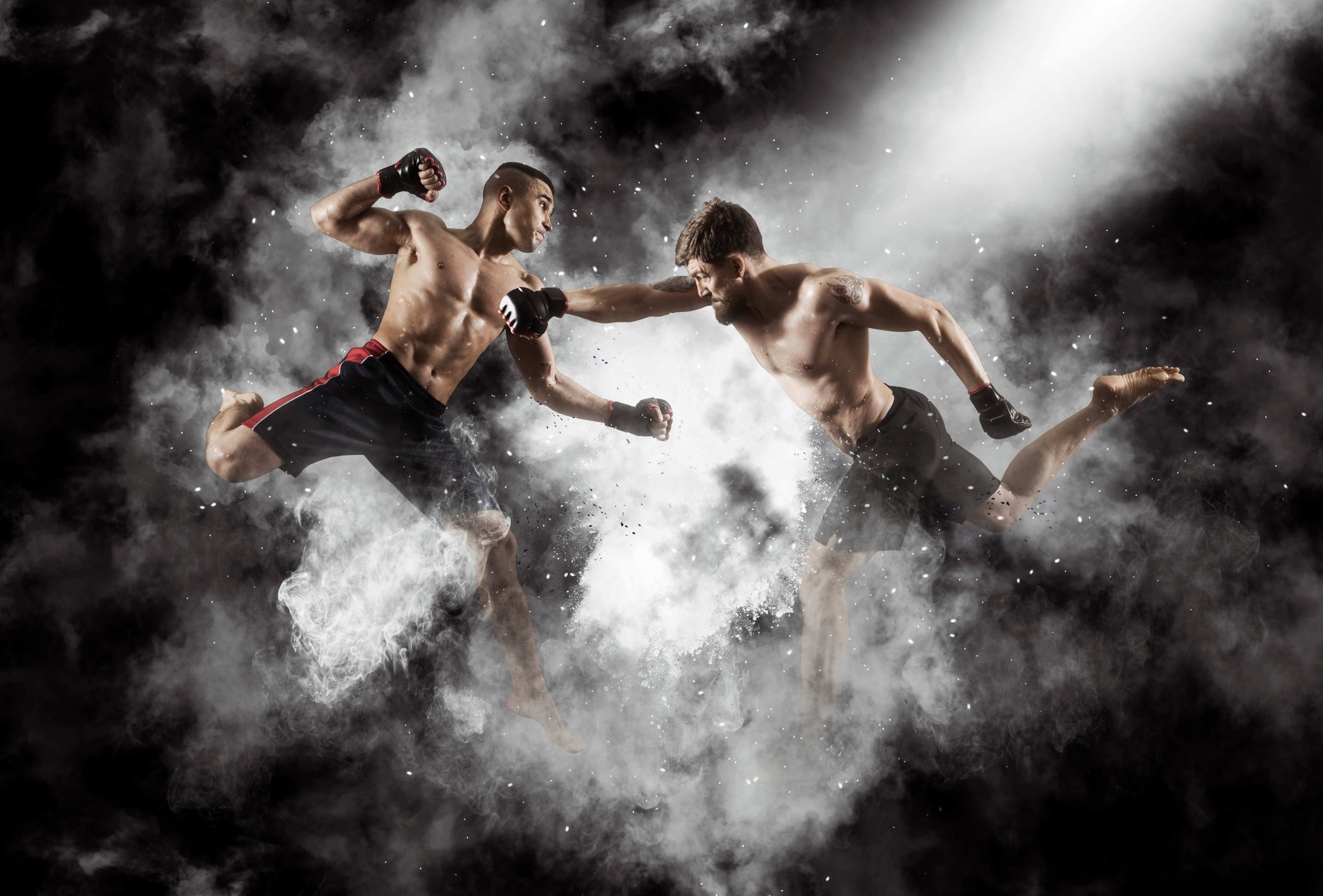 Wandverkleidung Bad-MMA-Boxer im Kampf